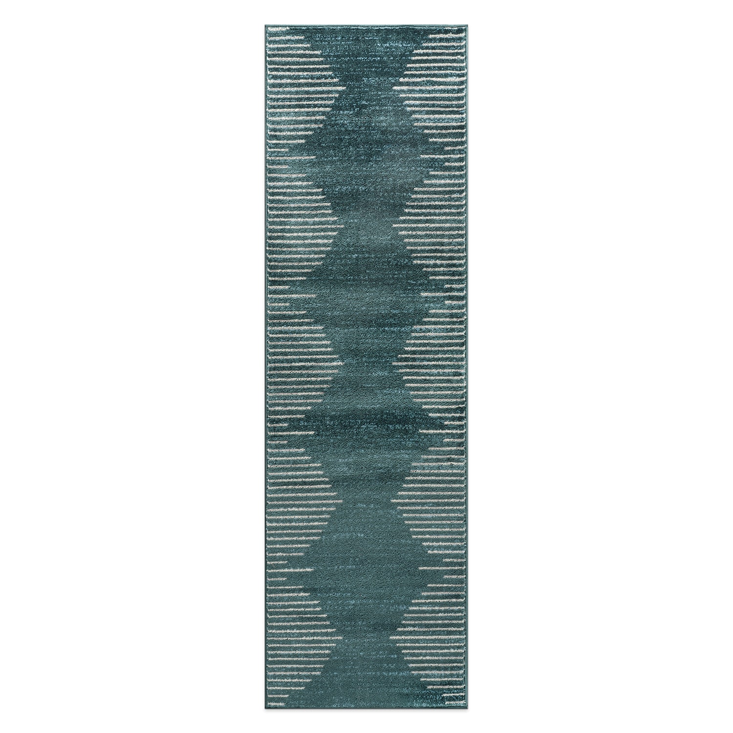 World Rug Gallery 385TEAL2X7 2 x 7 (ft) Loomed Polyester/Polypropylene Teal Rectangular Indoor Stripe Global Runner rug