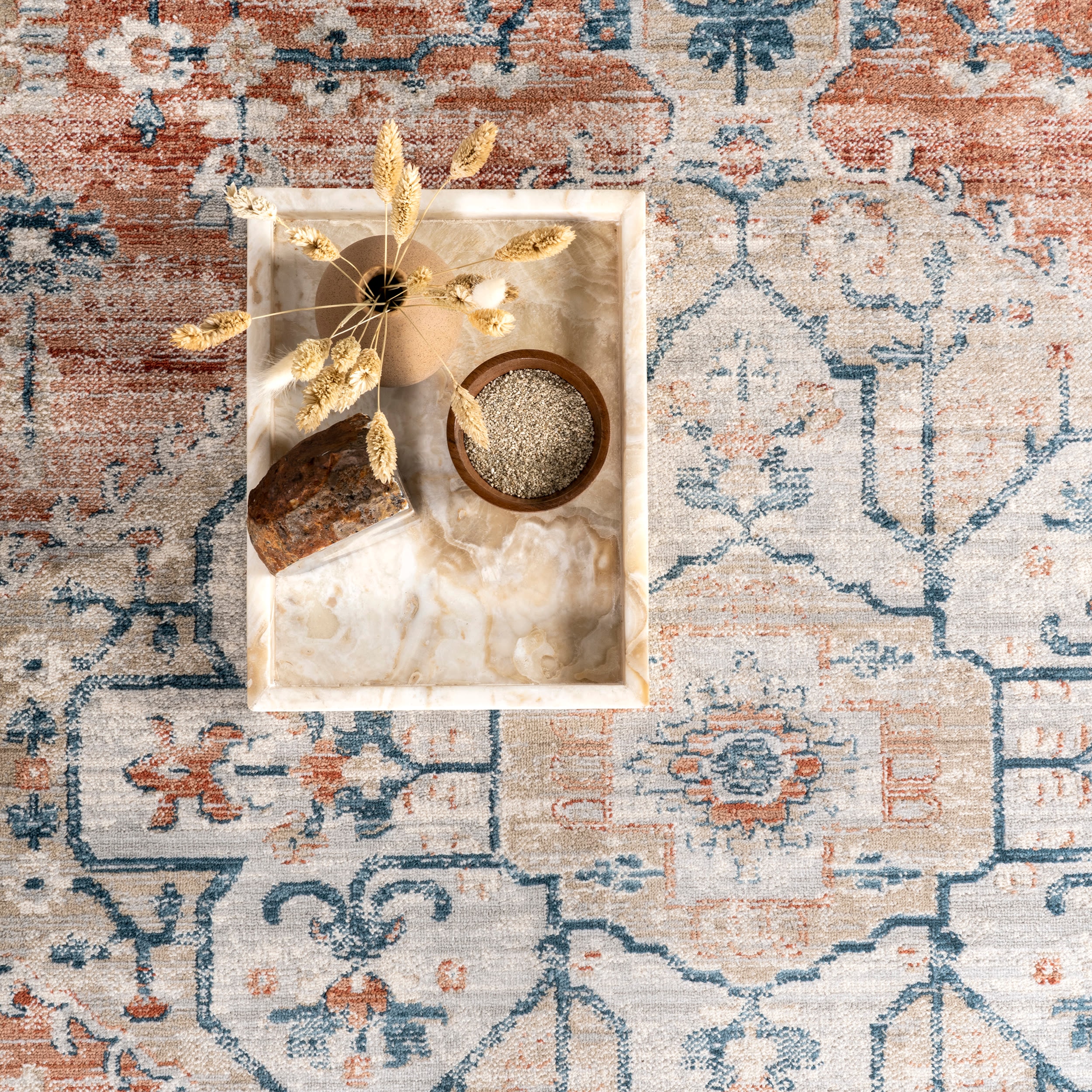 Reversible Orange Medallion 4' x 6' Synthetic Area Rug