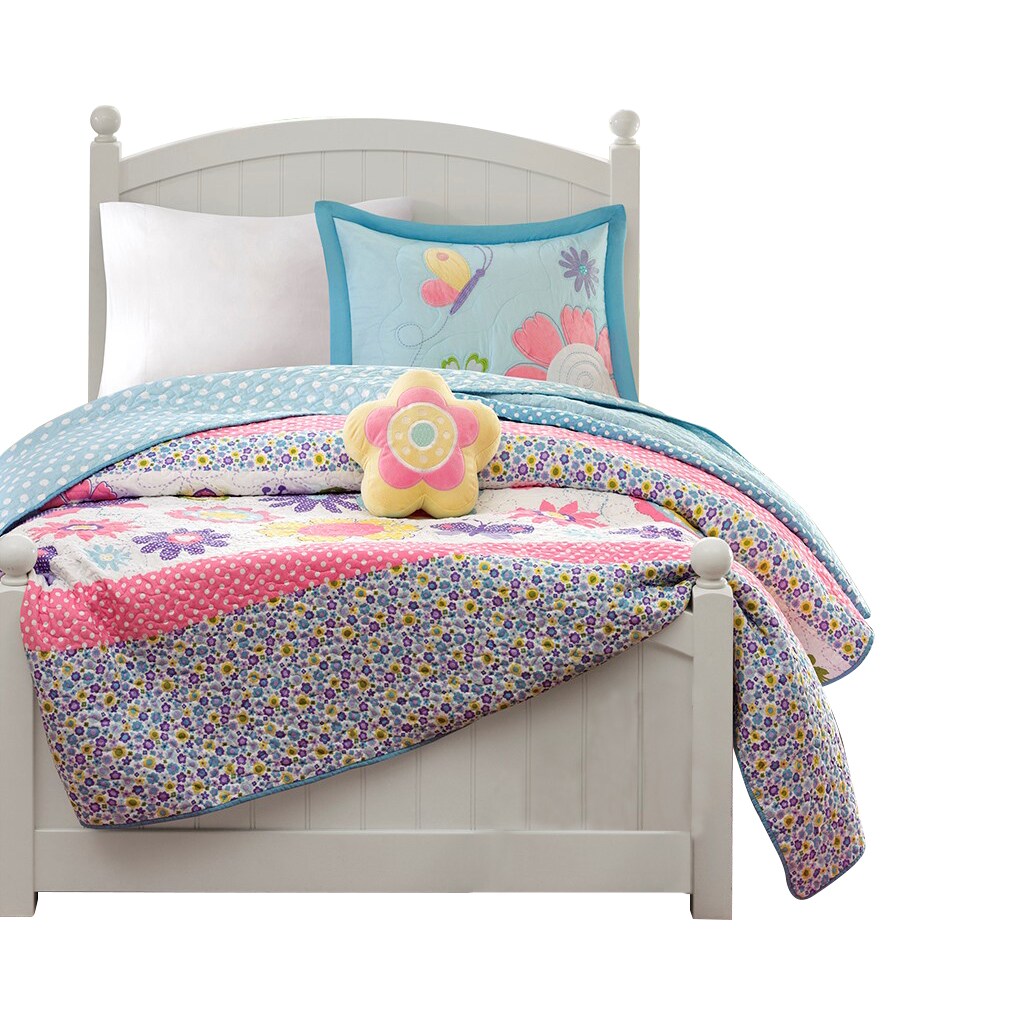Gracie Mills 240-08KZM Alara Springtime Reversible Quilt Set with Throw Pillow