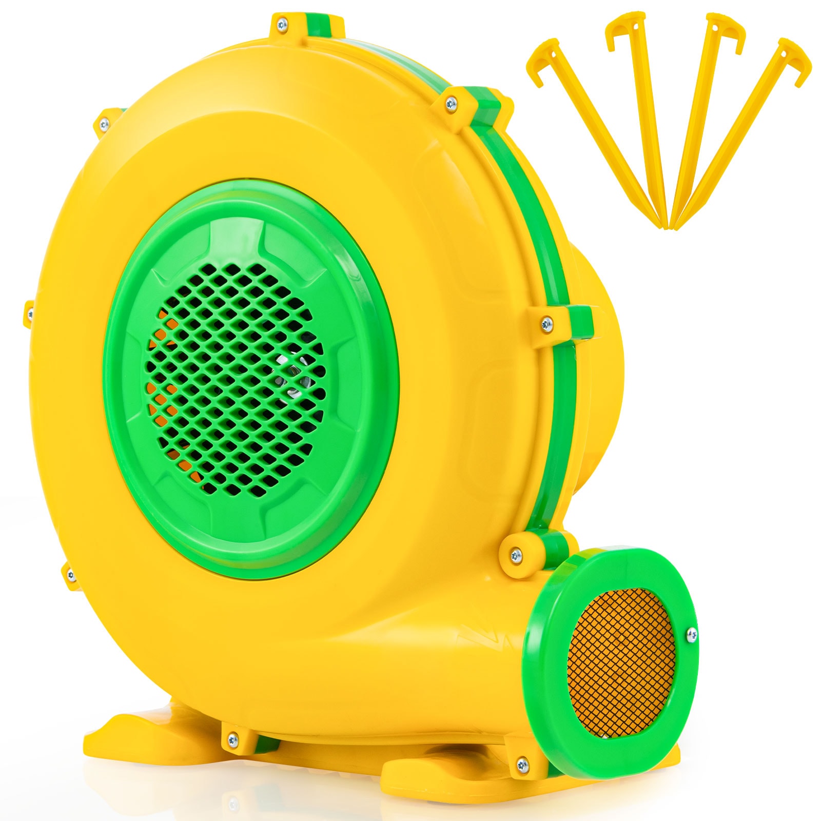 Slickblue D-CO-SU34301SE Yellow 17 in PP Air Blower Fan 950W with 5.5 in Outlet for Bounce Houses Slides Obstacle Courses and Yard Inflatables