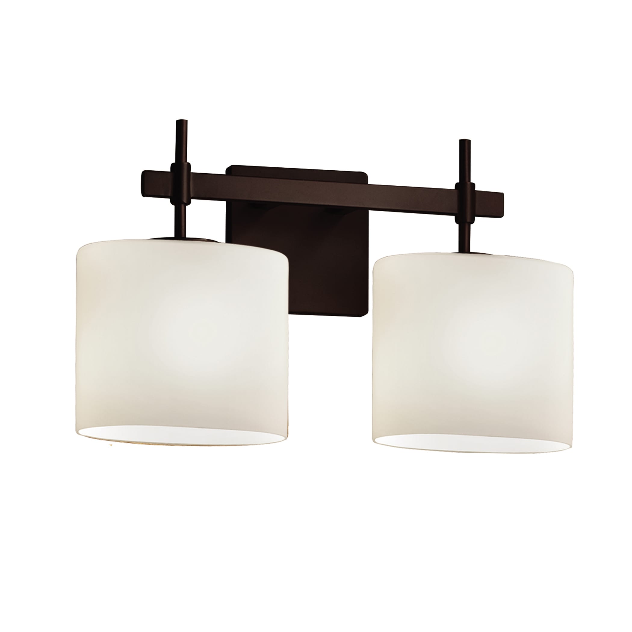 Justice Design Group FSN-8412-30-OPAL-DB Fusion 15.5-in 2-Light Dark Bronze Glam Vanity Light