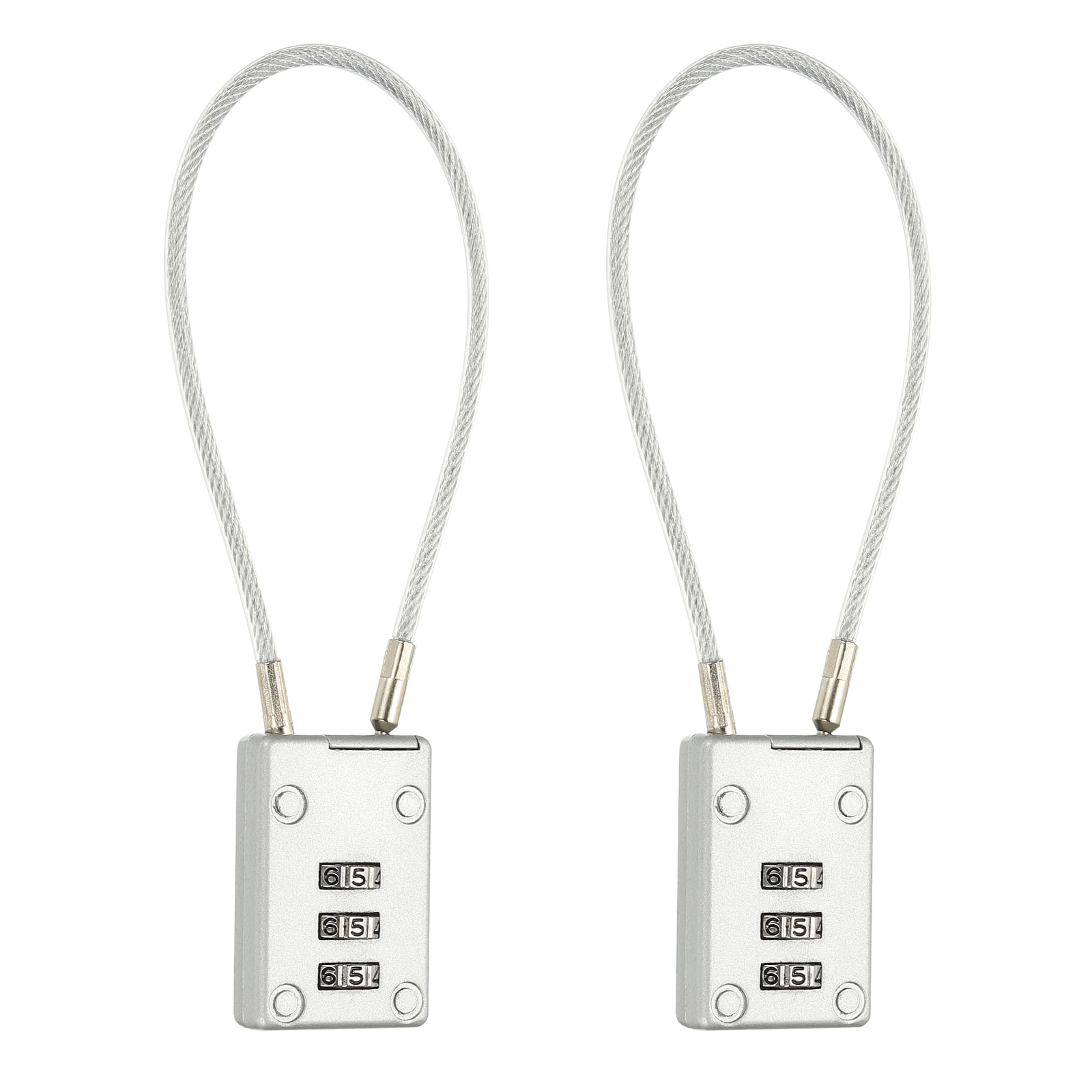 PATIKIL 3 Digit Cable Combination Lock 2pcs Cable Lock with Combination 7.9inch Steel Rope for Gym Bikes Cabinets Wardrobes Small Fences Silver