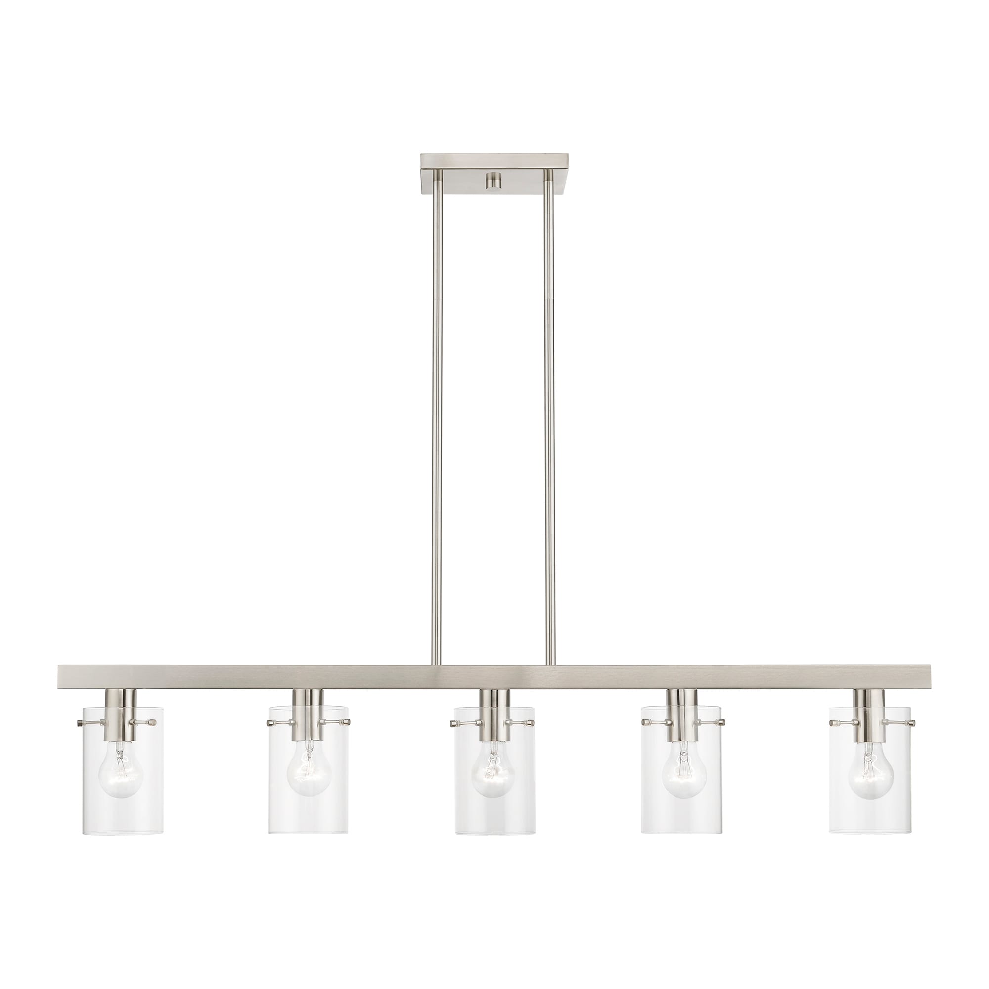 Munich Collection Brushed Nickel 5-Light Linear Chandelier with Clear Glass