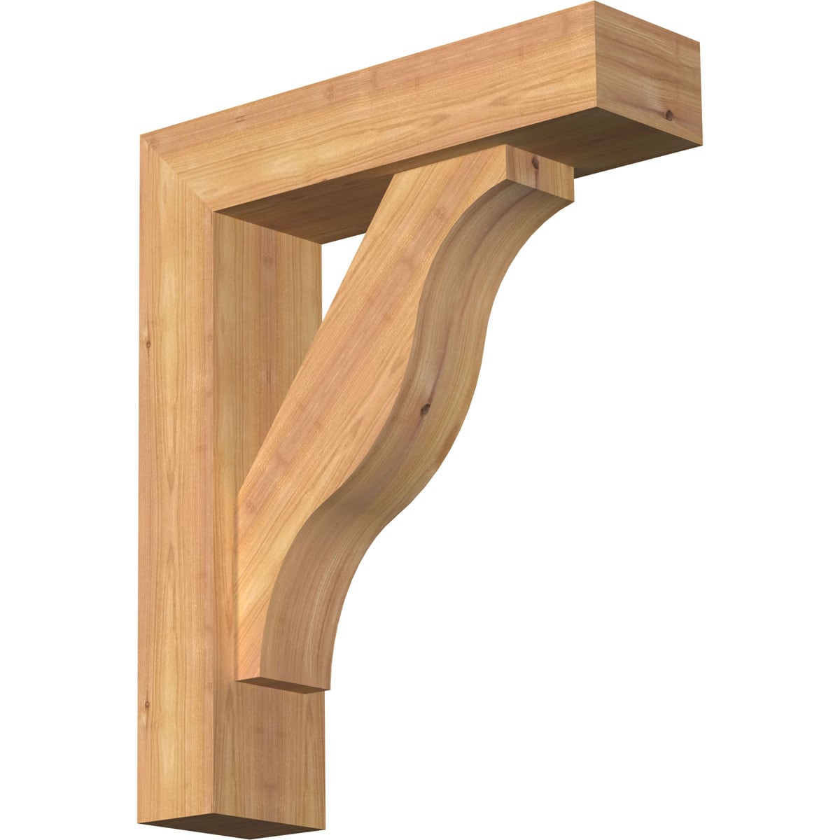 Ekena Millwork 1462338 Funston Block Smooth Bracket with Offset Brace Western Red Cedar Wood Standard Bracket
