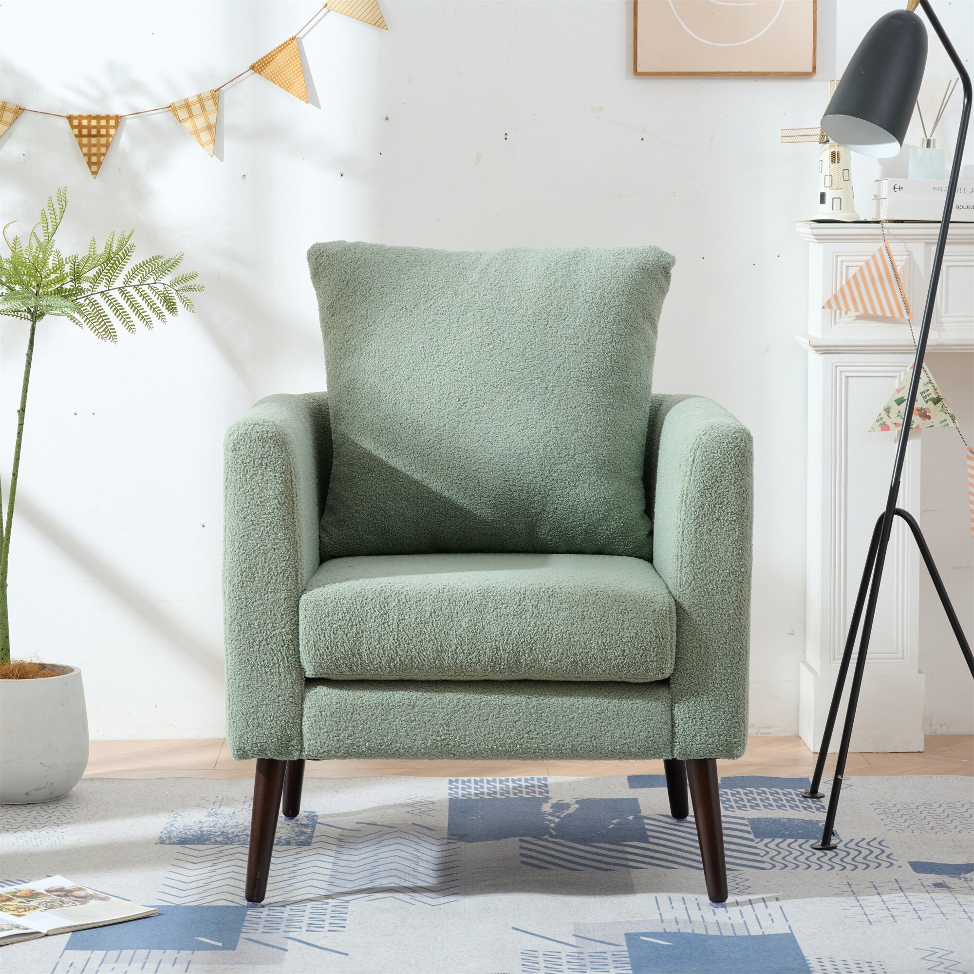 Clihome Chairs 26.77-in W Modern Green Fleece Accent Armchair