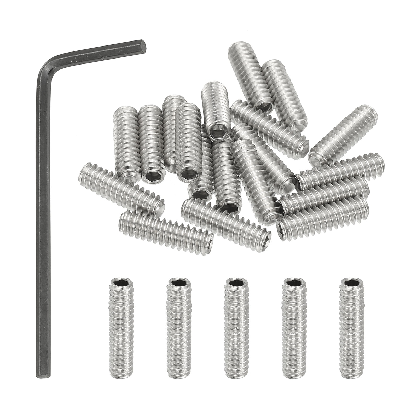 PATIKIL #10-24x5/8 Inch Hex Socket Grub Screws 20pcs Cup Point Set Screw with Wrench