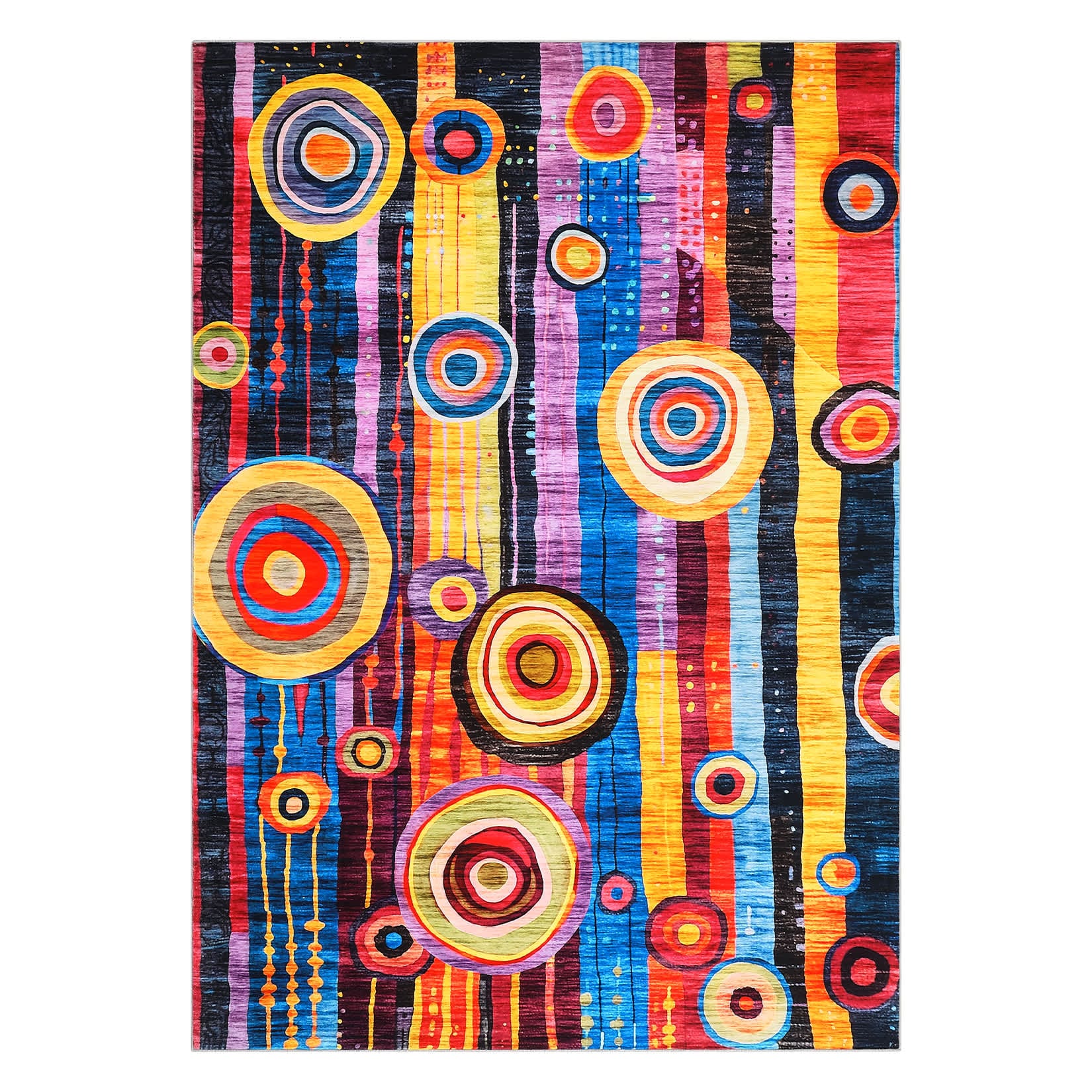 Qeetex LSN-PHO-163NJFR2 9 x 12 ft Pearl Velvet Rainbow Rectangular Hallway Bathroom Entryway Kitchen Office Foldable Flower Printed Modern Abstract Washable Area Rug