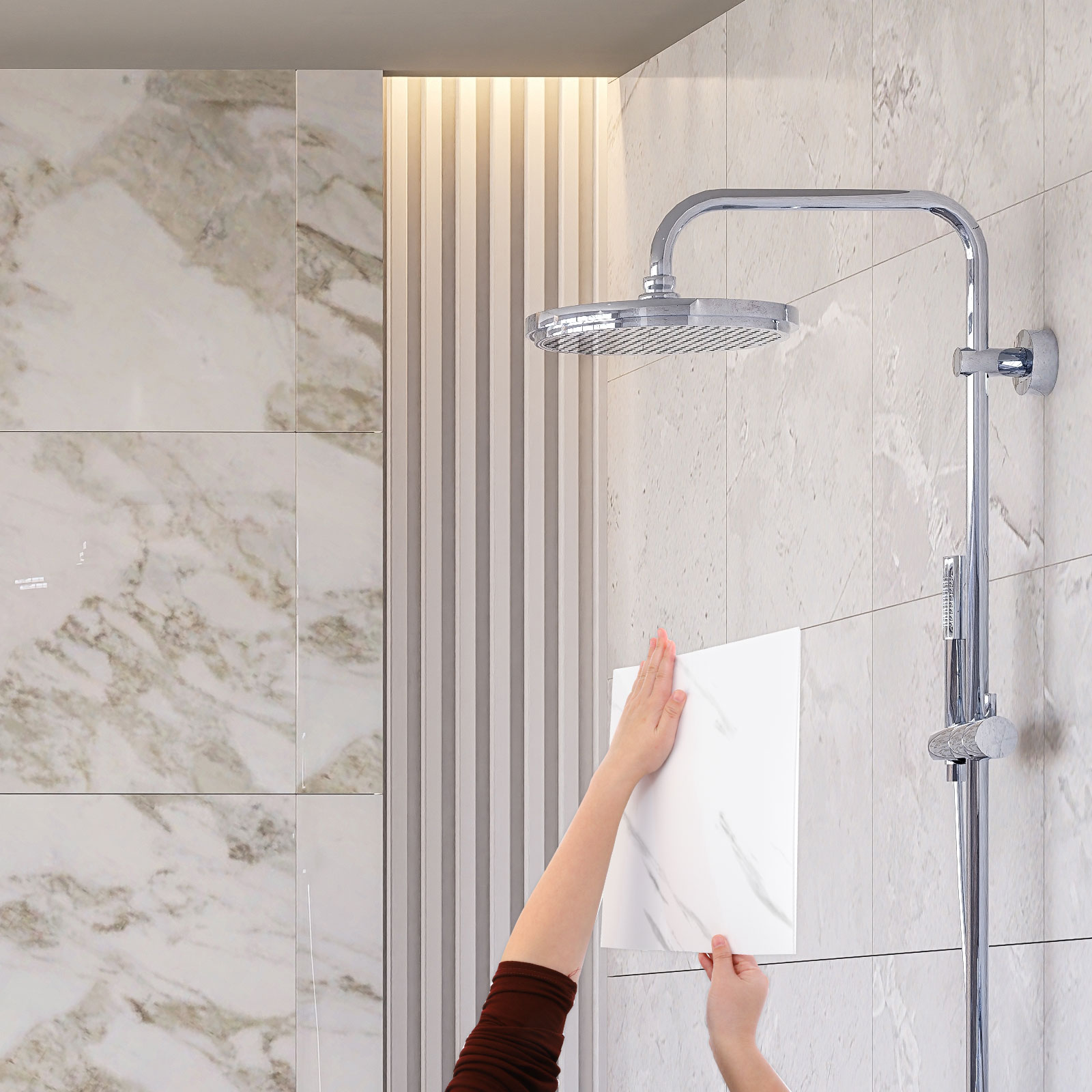 Harfington 10pcs Peel and Stick Marble Tiles Waterproof Wall Panel ...
