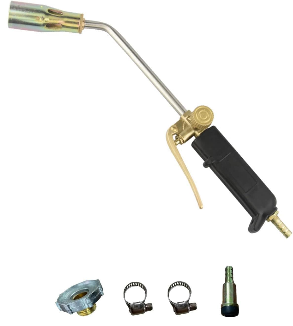 JVFCXXV  Propane Torch Kit for Welding Heating Fireplace Charcoal Burning Includes Torch Head Four Foot Hose Fasteners Portable Lightweight