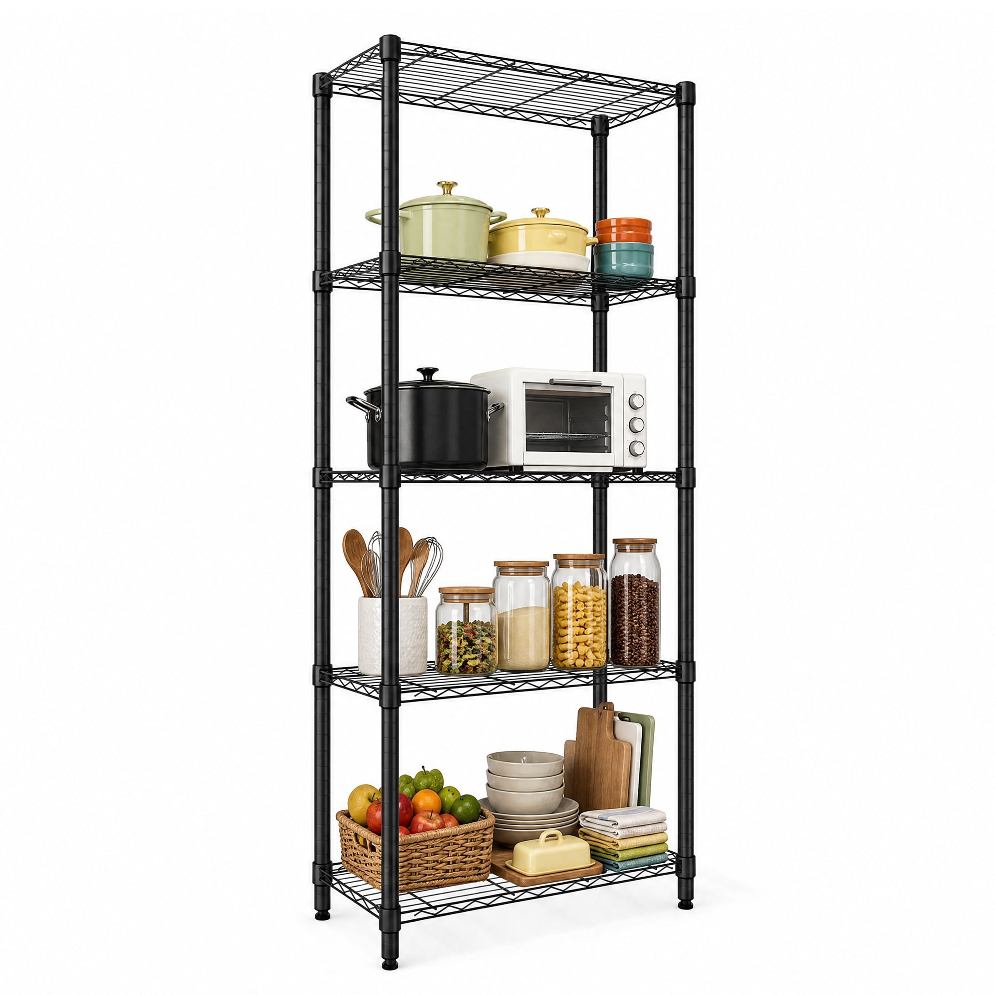 Aoile - 4-Shelf Metal Shelving Unit 29 W x 72 H x 13.7 D Adjustable Garage Storage Rack 1000Lbs W...