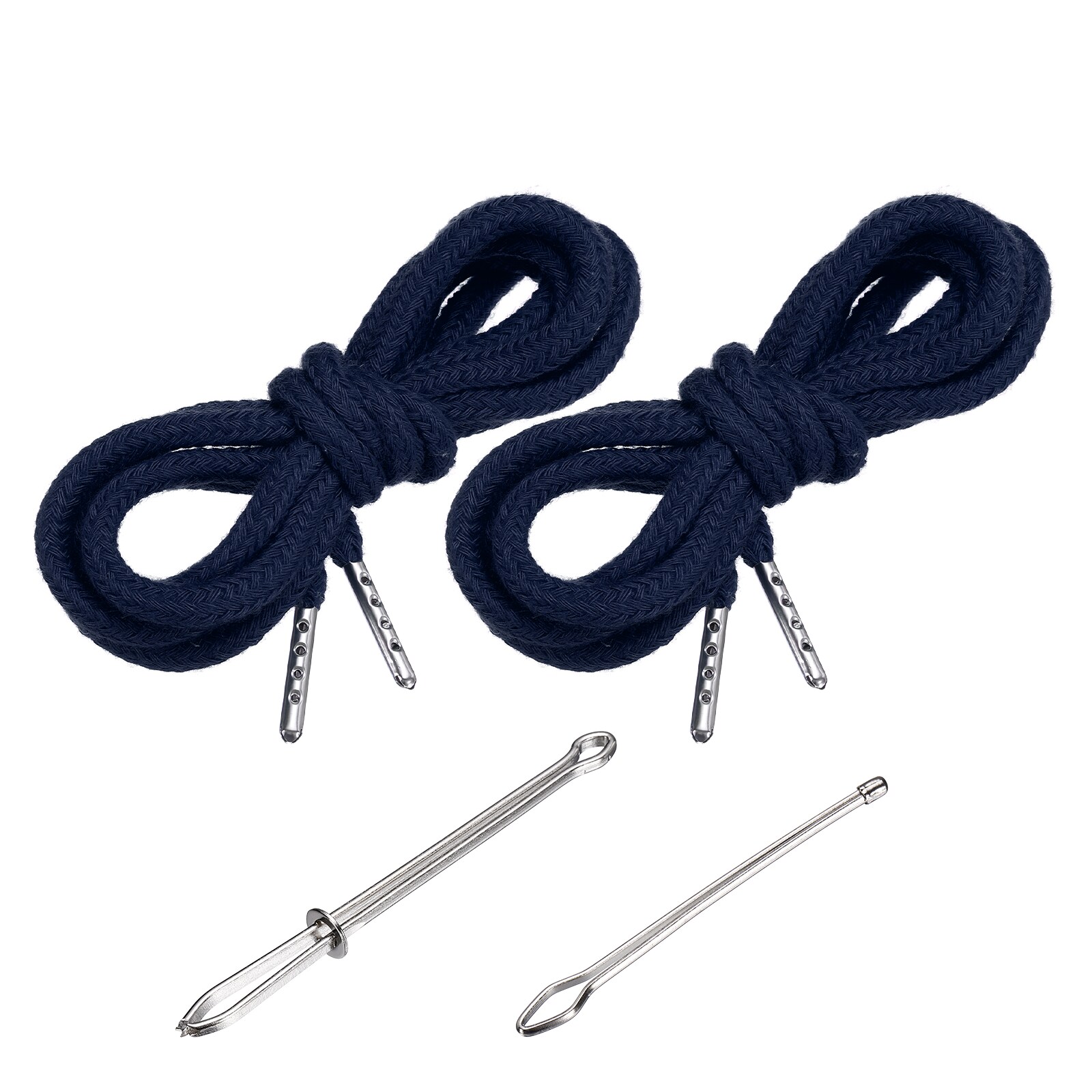 PATIKIL 51 Inch Drawstring Cords 2pcs Replacement Draw Strings with 2pcs Easy Threaders for Shorts Pants Jackets Coats Sweatpants Hoodie Navy Blue
