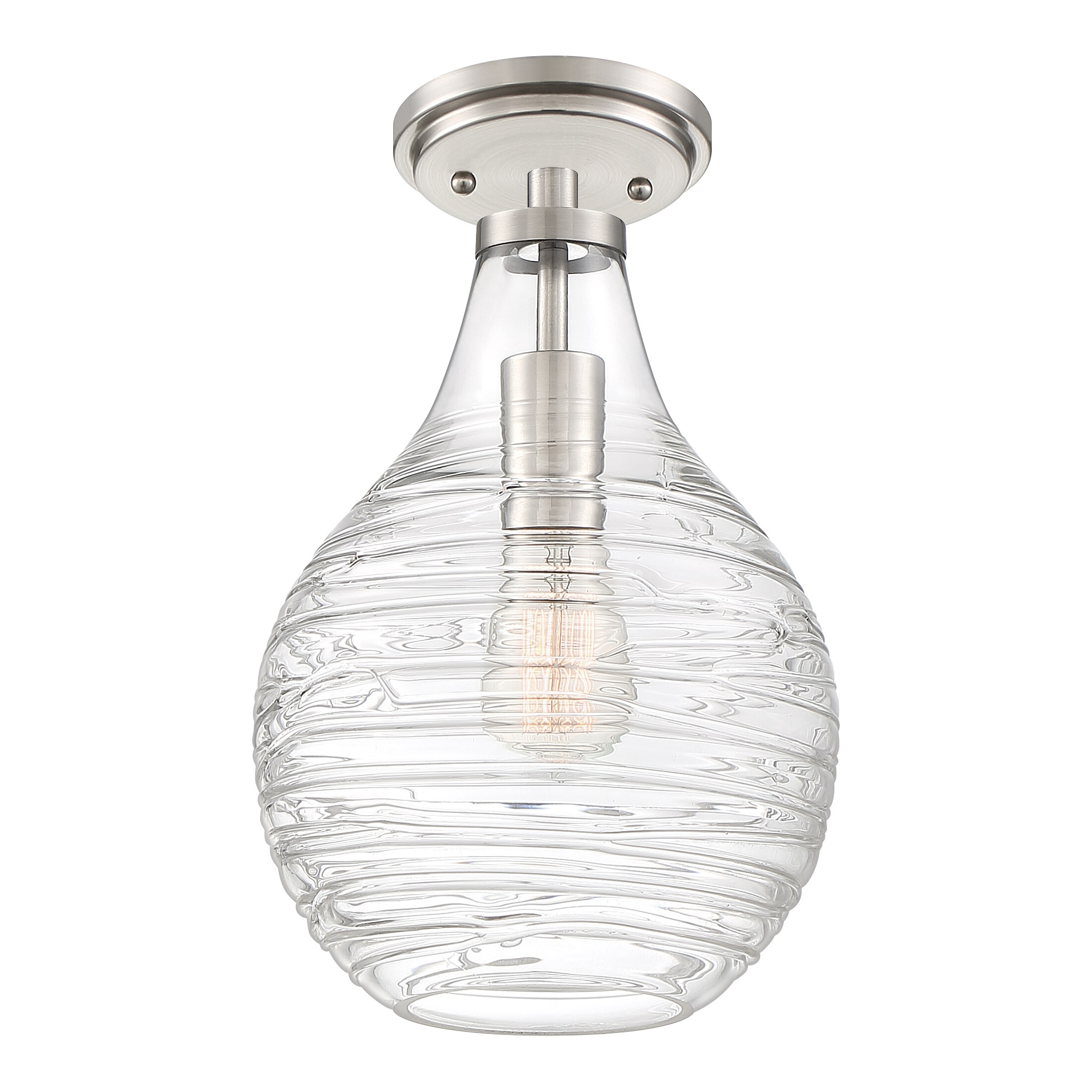 Genie Brushed Nickel Mini Pendant with Clear Glass Shade