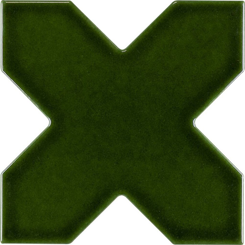 Siena Dark Green Glossy Ceramic Cross-Shaped Tile