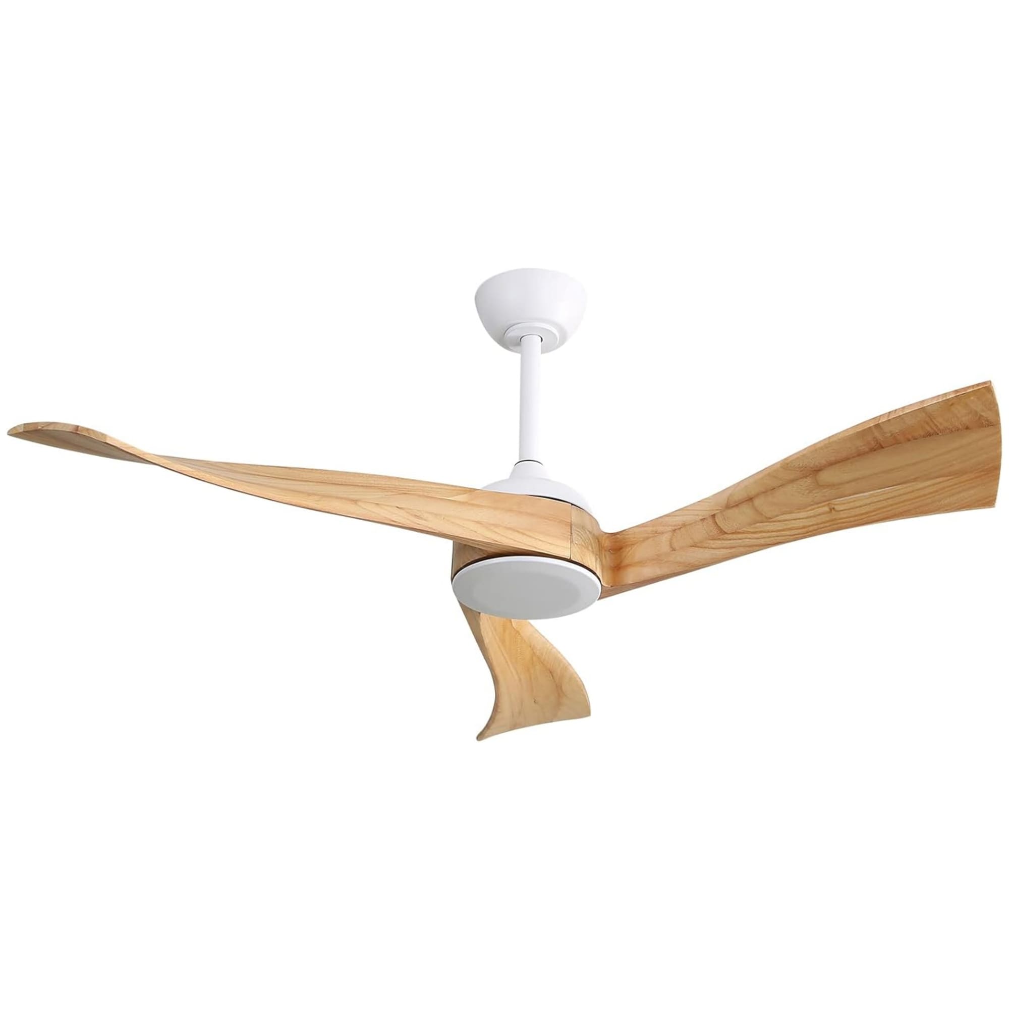 BABOOM BOM-P153094-OR 52-in White + Light Brown with Wood Blades Ceiling Fan Without Light - Remote Included ( 3 -Blade )