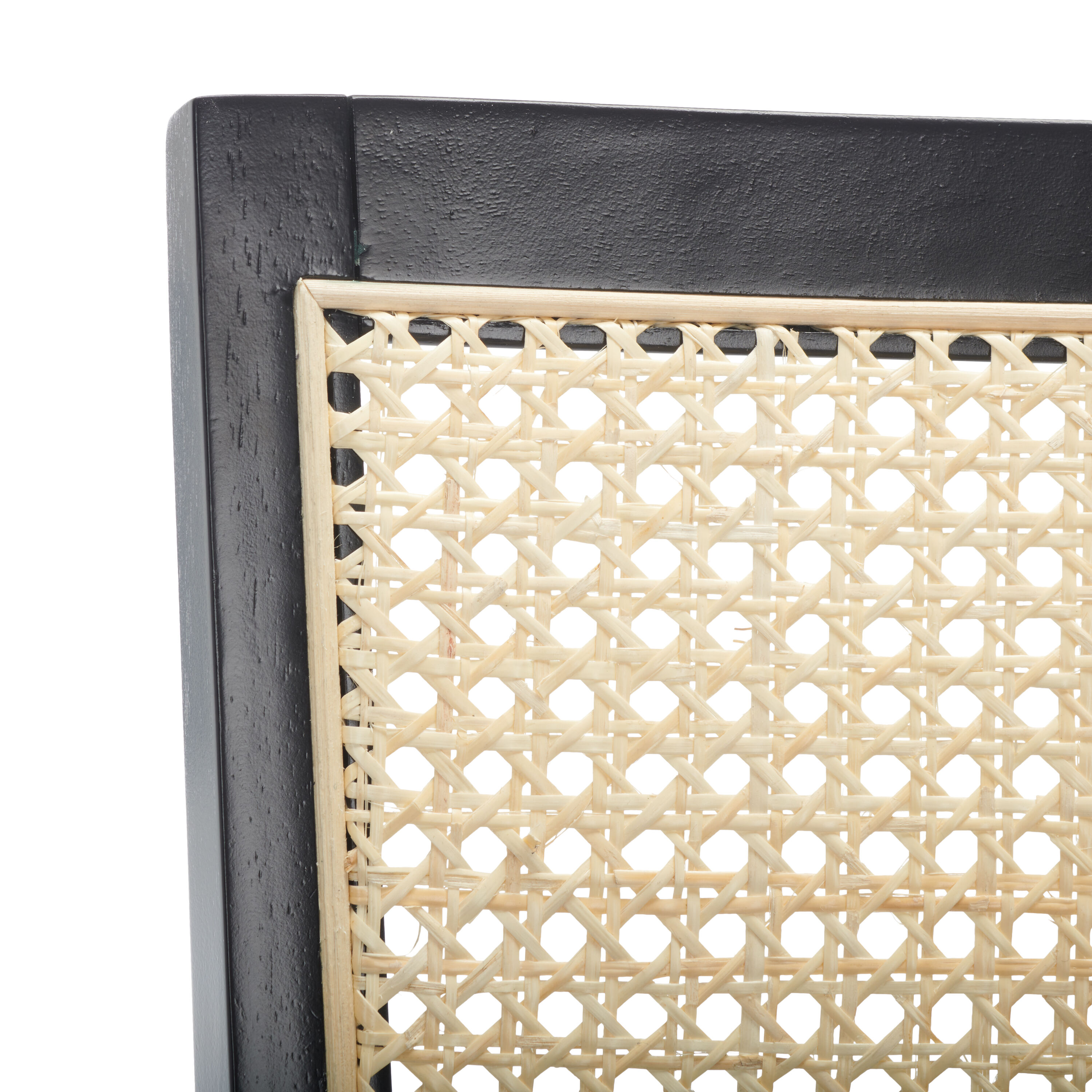 Black and Natural Woven Rattan Back Dining Chair Set