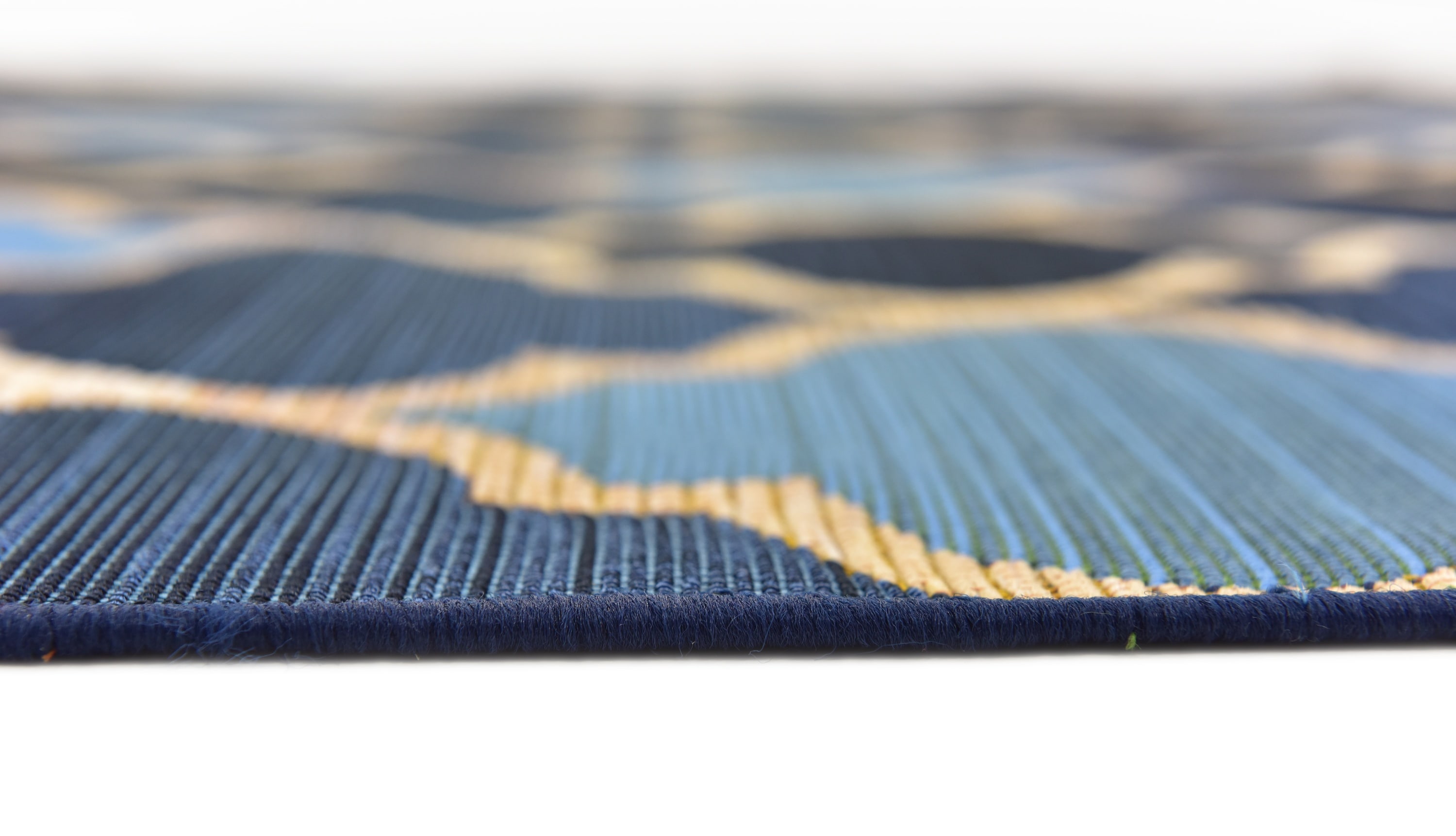 Eden Trellis Easy-Care Blue and Beige 5'3" x 8' Outdoor Rug