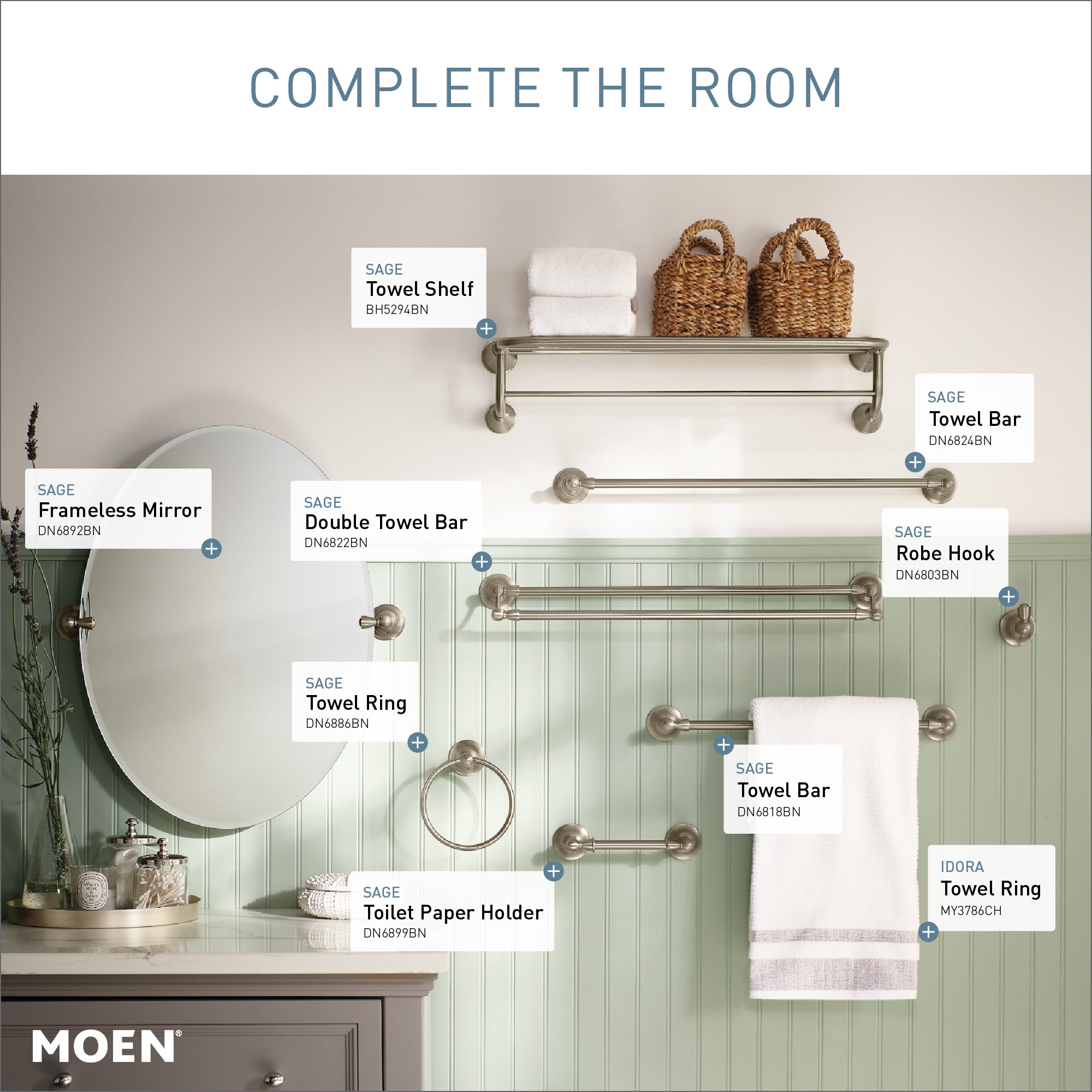 Moen® Preston Double Bathroom Towel Bar/Rack, Chrome, 24-in