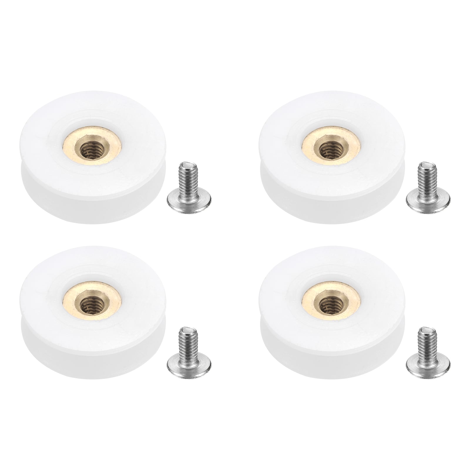 PATIKIL Shower Door Rollers 22.5mm/0.8inch 4pcs Glass Door Runner Sliding Shower Door Grooved Wheels for Bathroom Glass Sliding Door White #S26031800UX2830