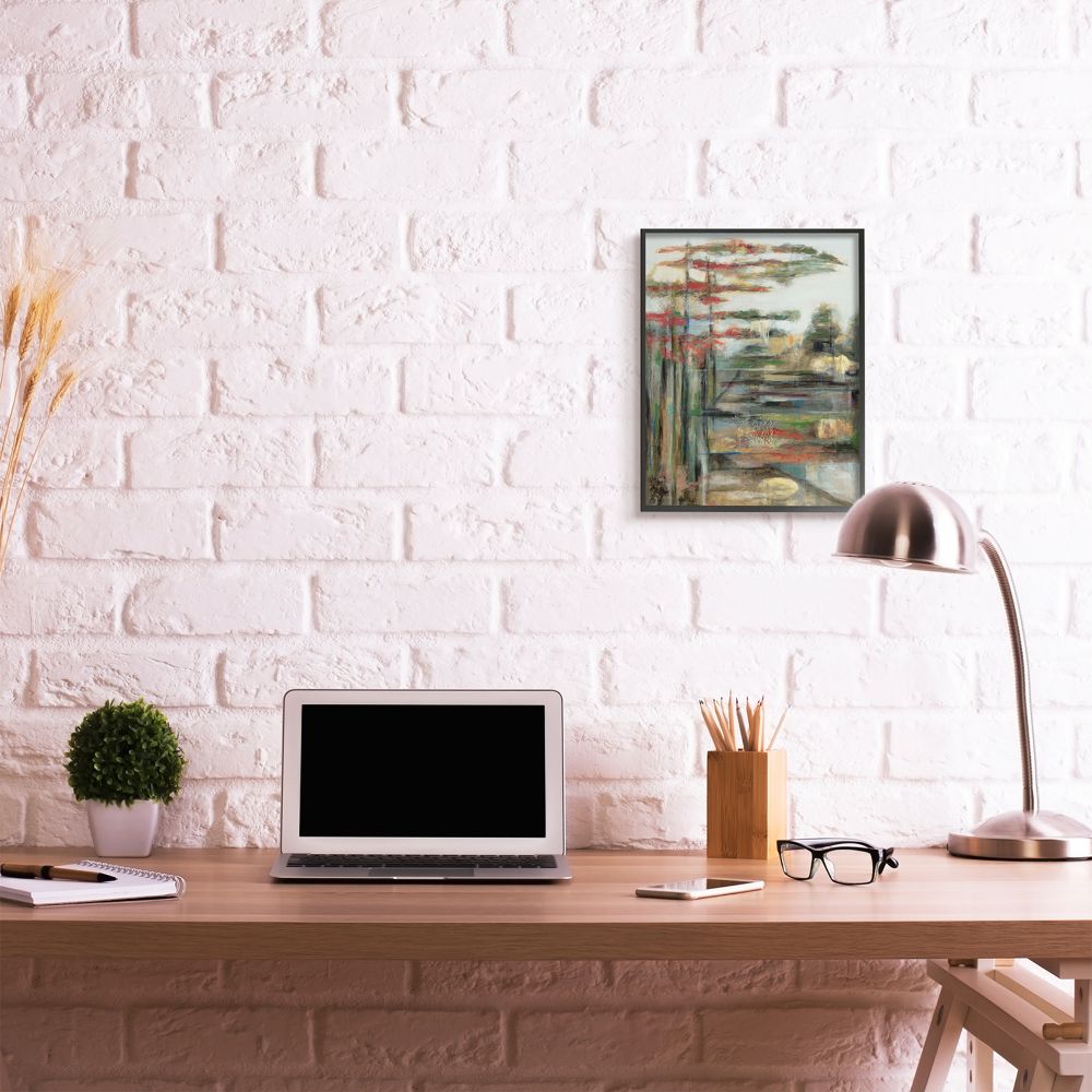 Abstract Pastel Landscape Canvas Print with Black Frame for Kids Nursery