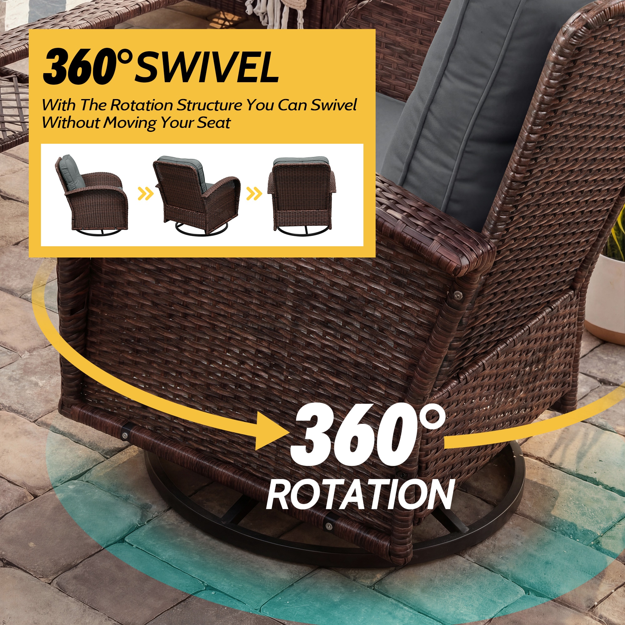 UPHA TBBE-AB2C-LGRAY Patio-Conversation-Sets - View #4