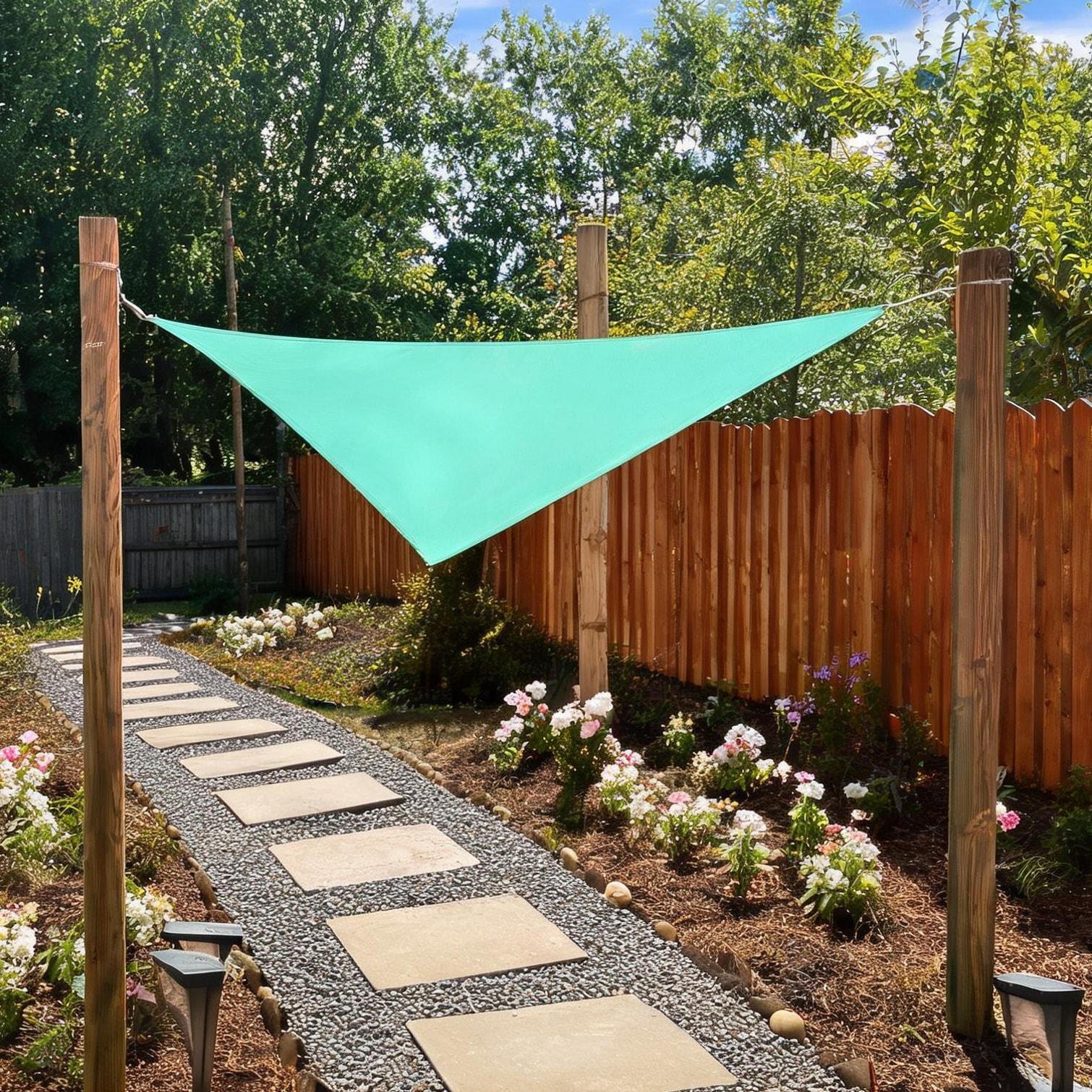 SunJet Shade Sails - Triangle Turquoise Shade Sail High Density ...