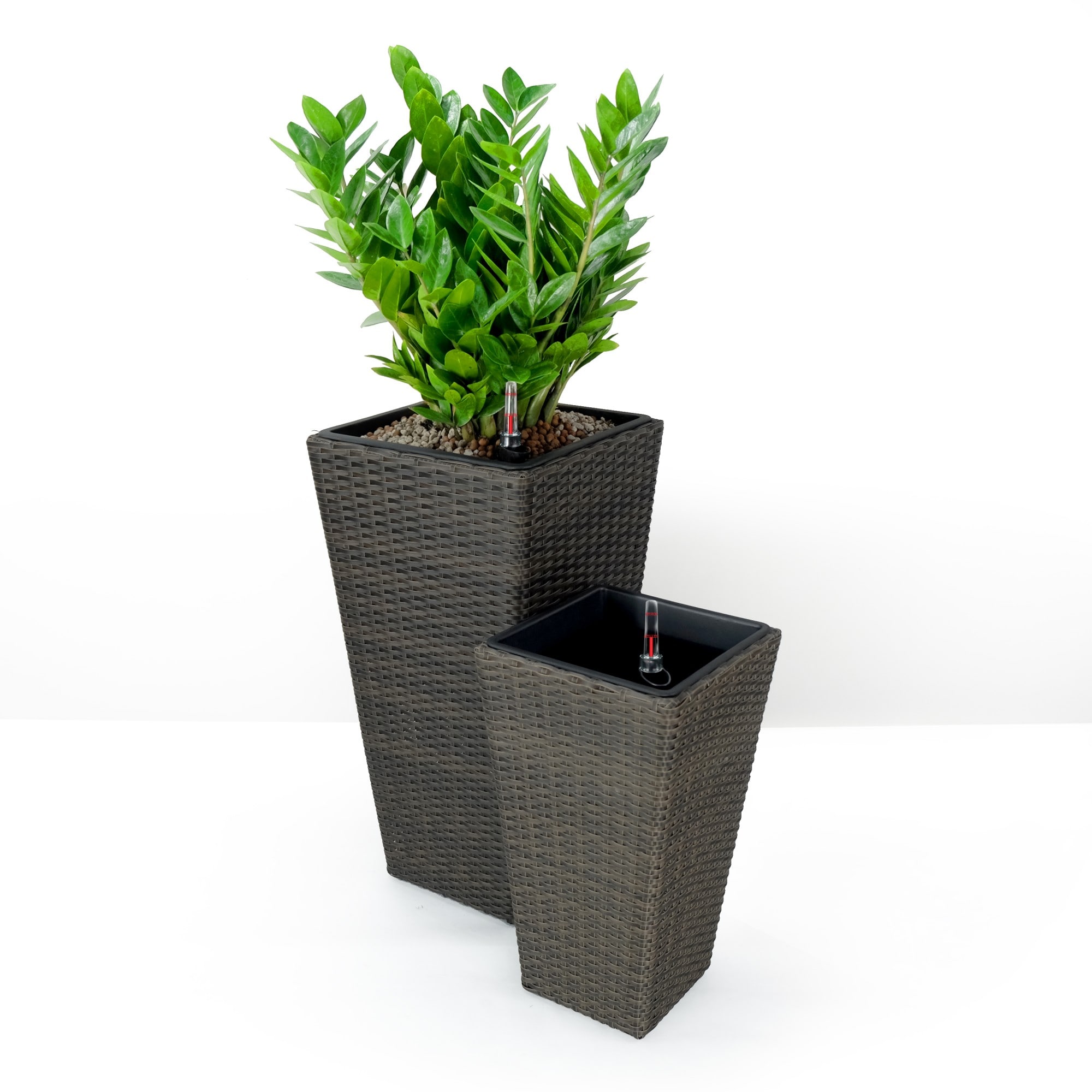 Yiekholo LL-1680AA 2 -Pack Rectangle 13.8-in W Large Brown Metal Indoor/Outdoor Planter with Drainage Holes with Self Watering