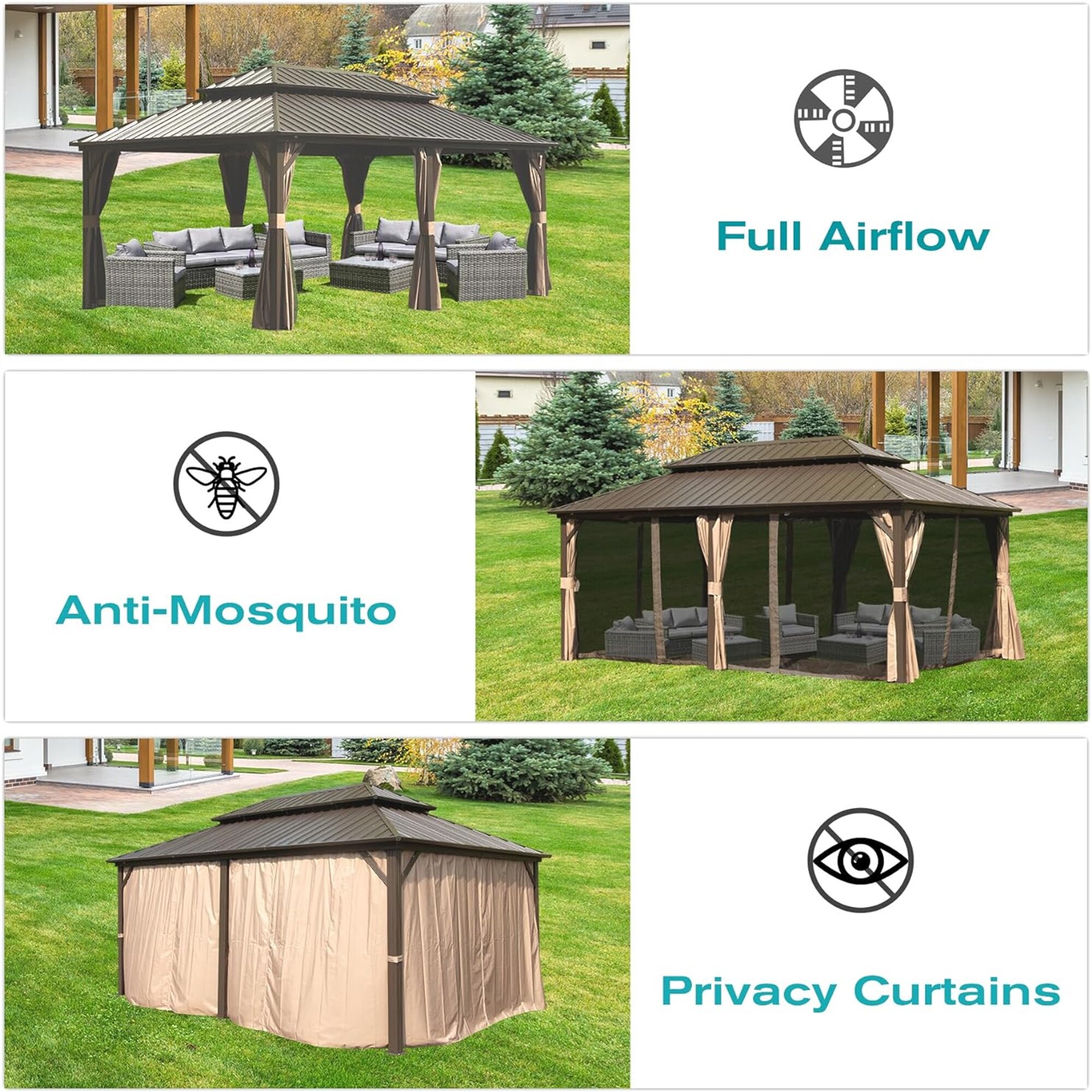 JIMSMAISON BOCPCG33BRO Wood-Resin-Gazebos - View #6