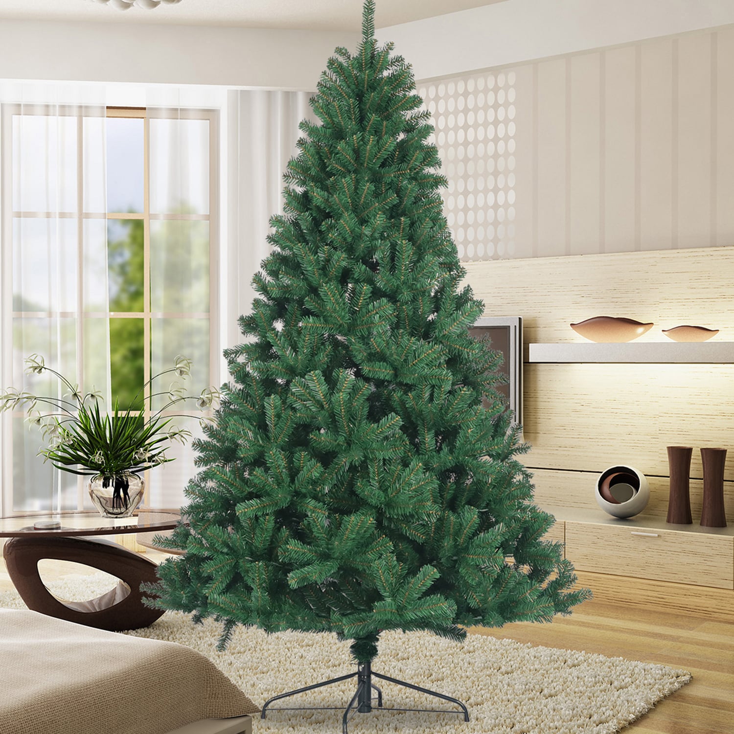 Bybafun 6-ft Full Artificial Christmas Tree with Cashmere Tips - Green ...