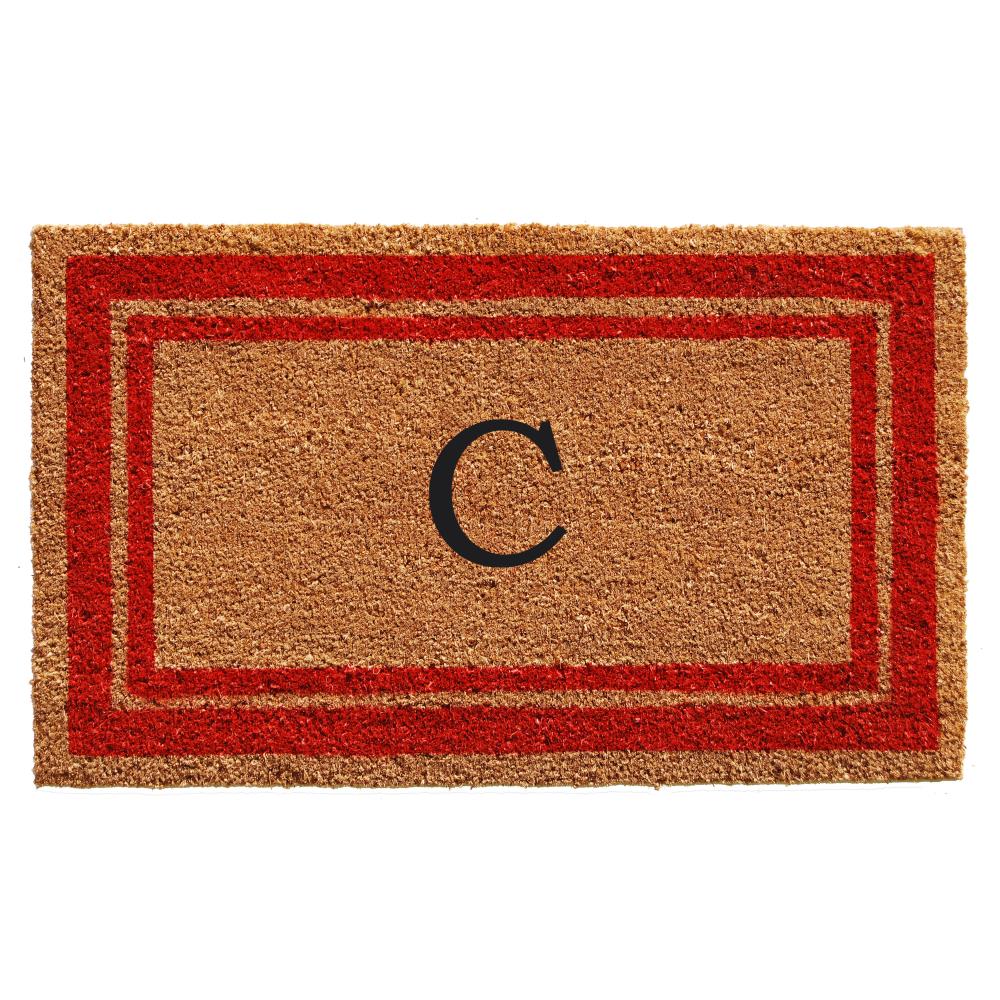 Callowaymills 153031830C 18-in x 30-in Natural/Red Coir/Vinyl Non-Slip Grip Indoor or outdoor Decorative Door Mat
