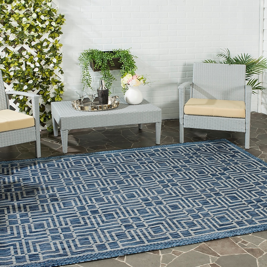 Safavieh Courtyard Metro 5 x 8 Navy/Gray Indoor/Outdoor Geometric Coastal Area Rug Safavieh Courtyard Metro 5 x 8 Navy/Gray Indoor/Outdoor Geometric Coastal Area Rug