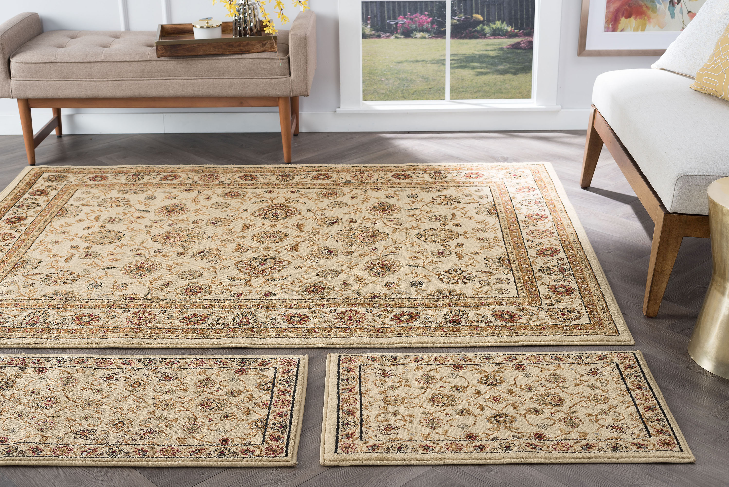Tayse ELG5142 SET3 Elegance Multiple sizes (ft) Loomed Polypropylene Beige Rectangular Indoor Area rug