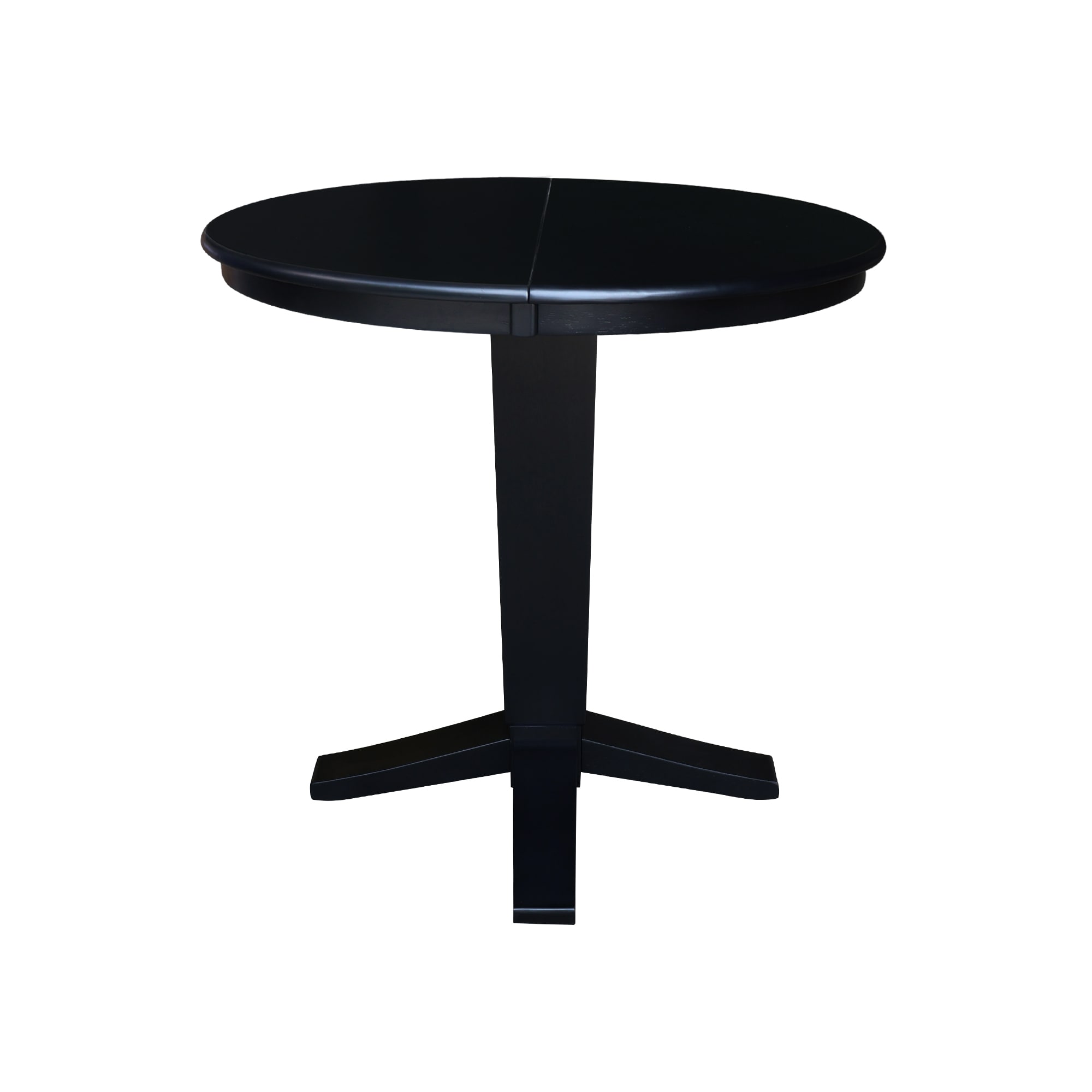 International Concepts K46-36RXT-23B-36 Black Round Traditional Extending Removable leaf Counter Table, Wood with Black Wood Pedestal Base 36-in L x 36.1-in H