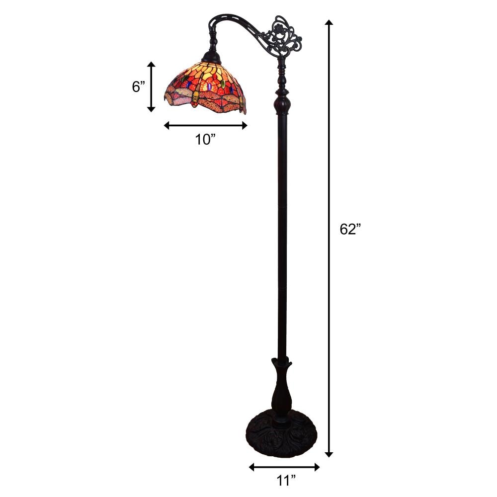 Amora Lighting Tiffany Stained Glass Dragonfly Reading Floor Lamp 62-in ...