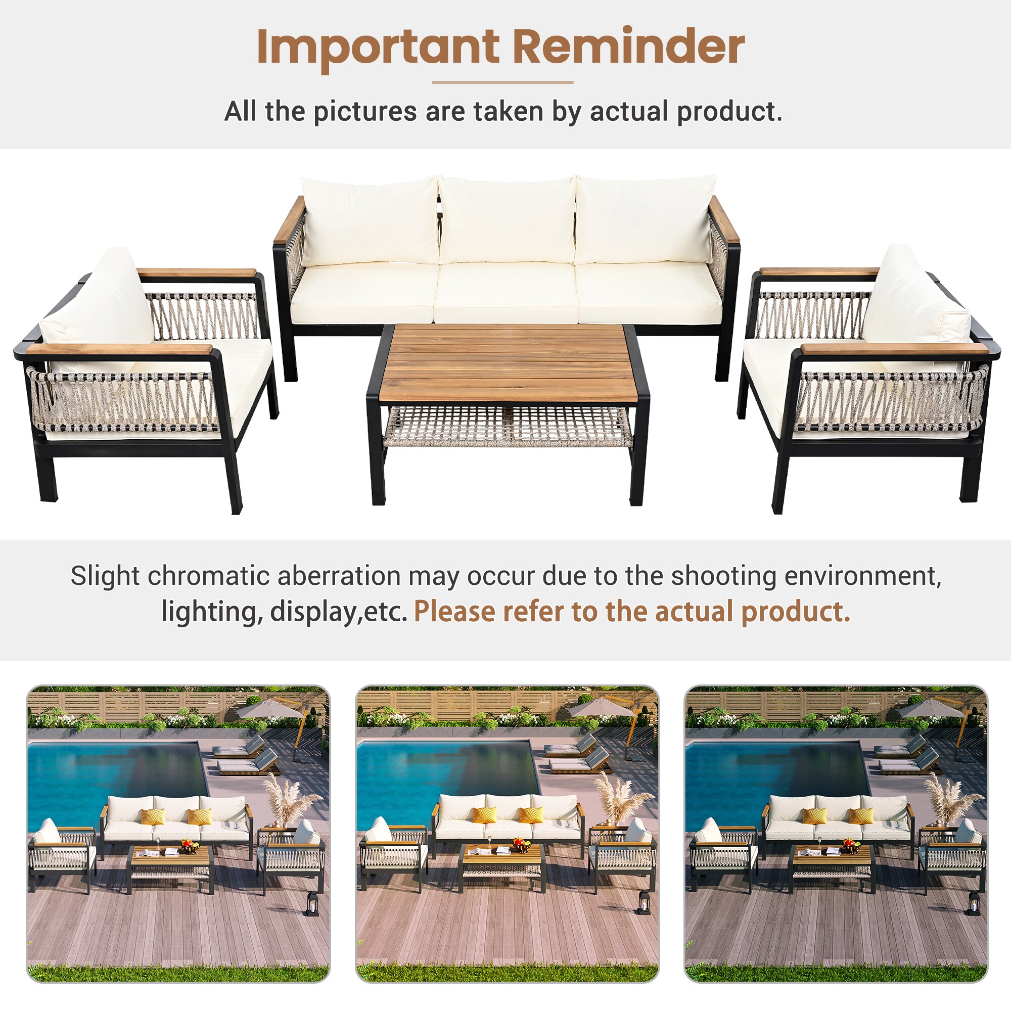Black Steel 7-Piece Outdoor Dining Set with Cushions