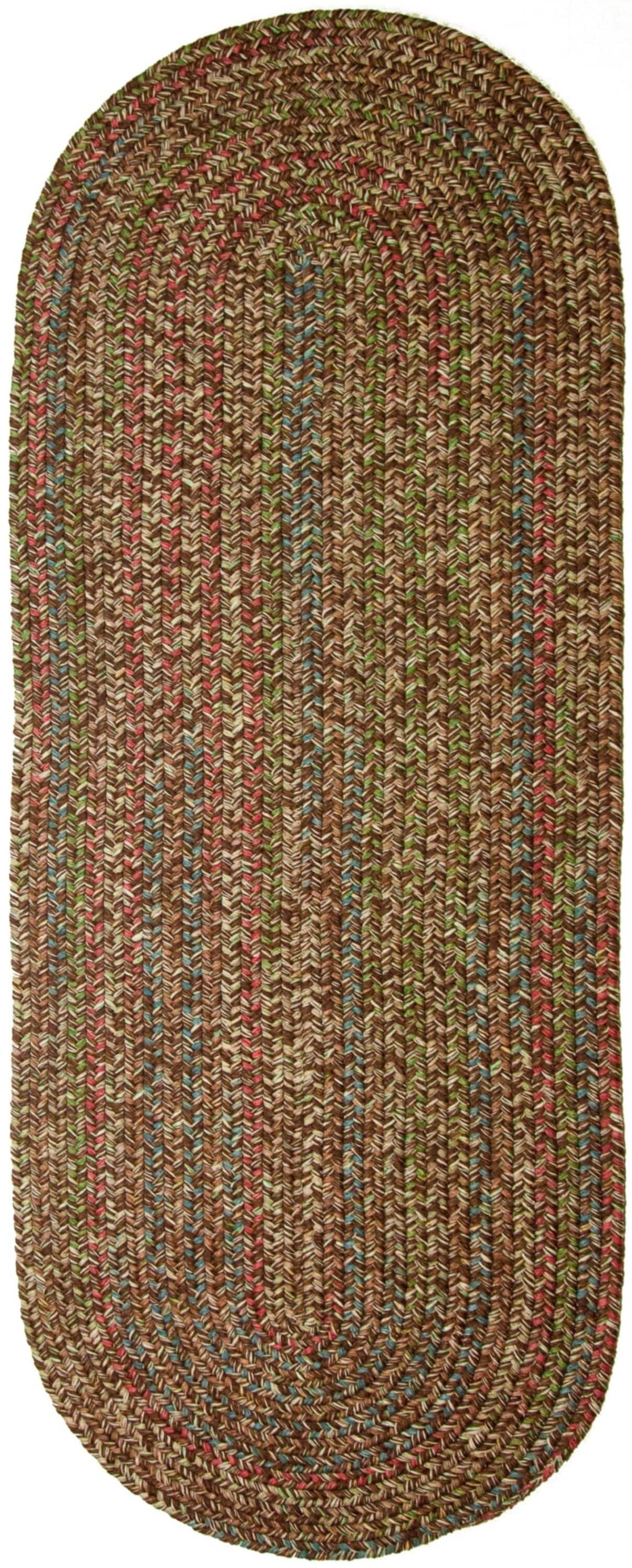 Rhody Rug SO35R024X096 2 x 8 (ft) Braided Polypropylene Brown Oval Indoor/Outdoor Geometric Area rug