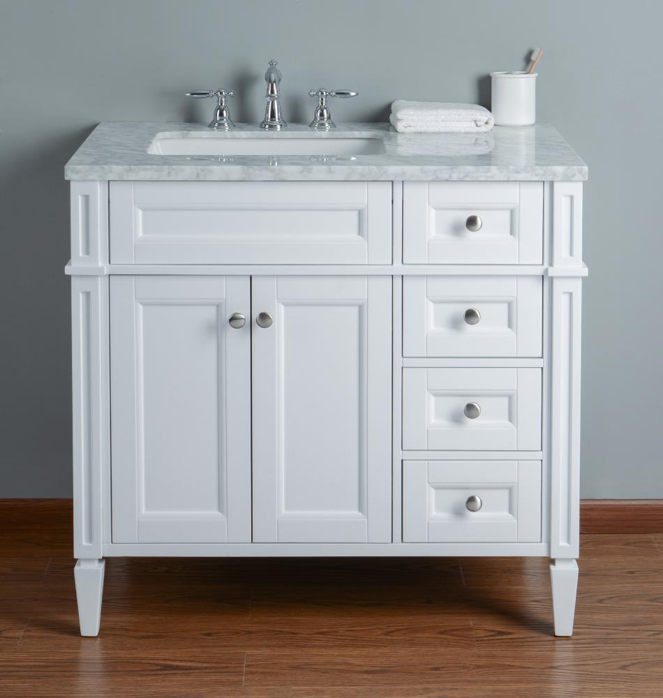 Stufurhome 36-in White Undermount Single Sink Bathroom Vanity with ...