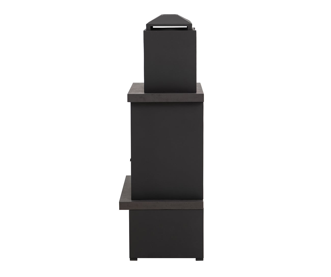 Matte Black Steel Wood-Burning Outdoor Fireplace with Chimney