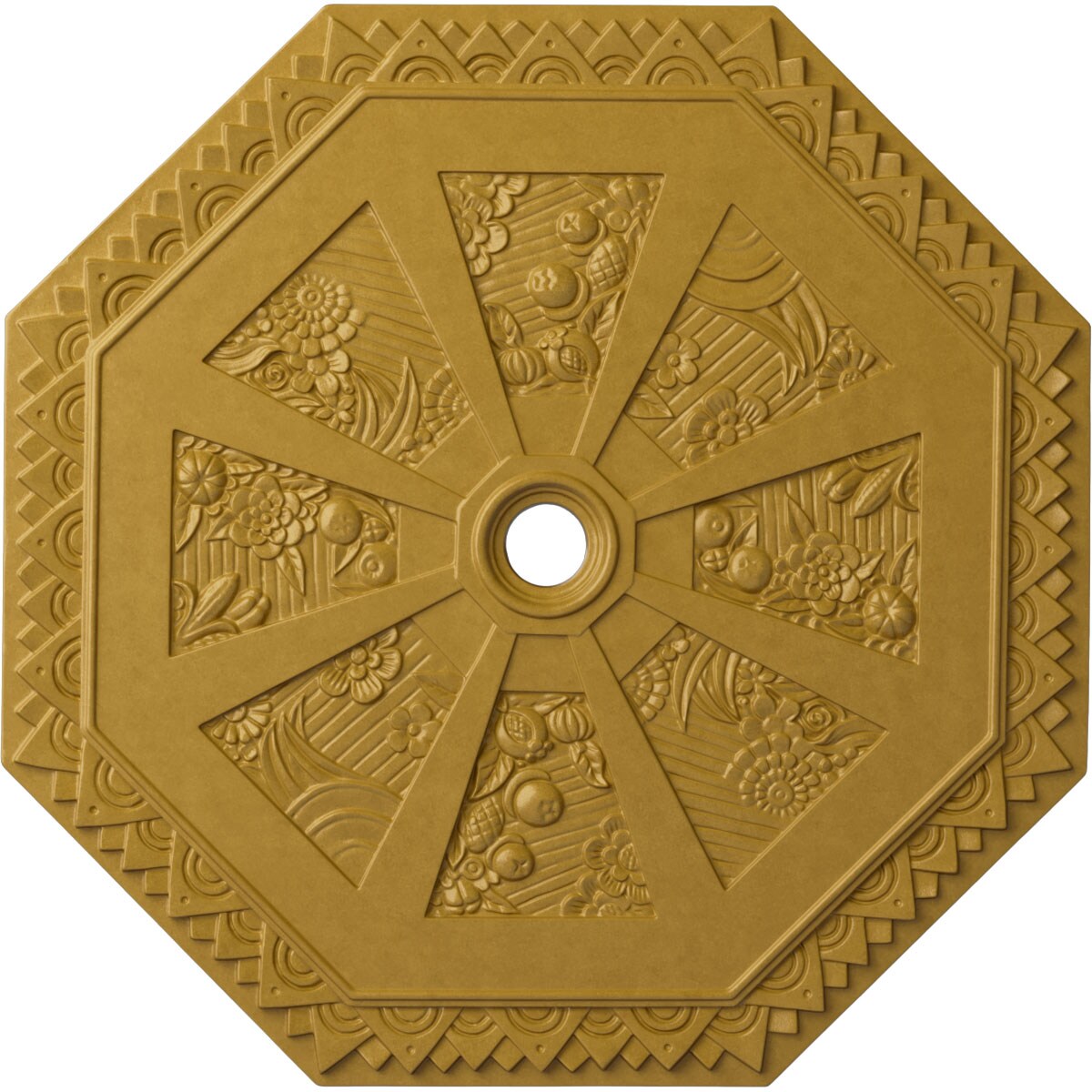 Ekena Millwork CM30SPIGS Spring Octagonal 29.125-in W x 29.125-in L Painted Iridescent Gold Polyurethane Whole Ceiling Medallion