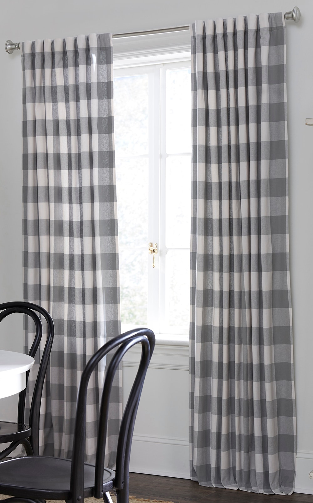 allen + roth X842.07384ZBG 84-Inches Grey Block Light filtering Standard lined Back tab/Pinch pleat/Rod pocket Single curtain panel