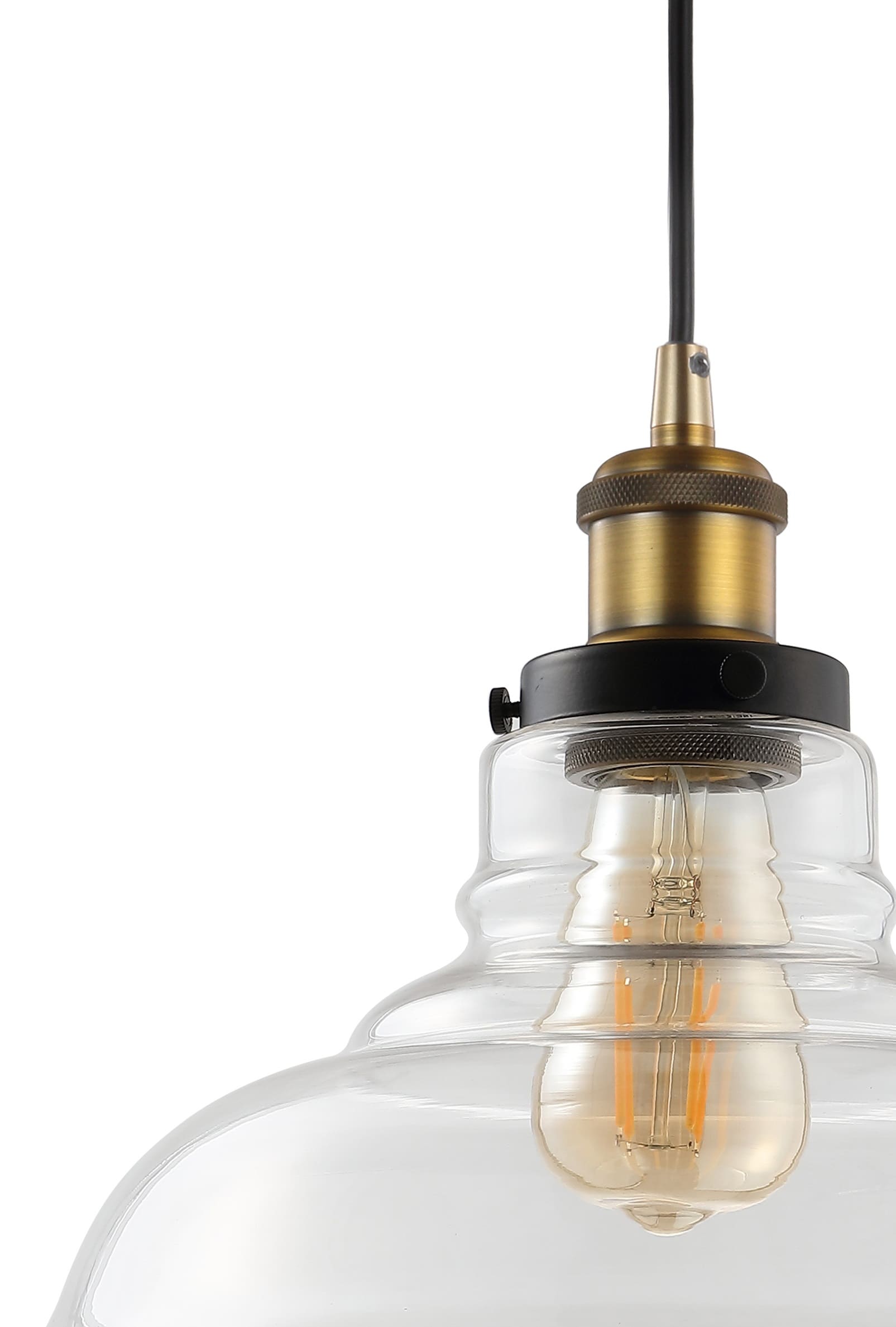 JONATHAN Y Litchfield Modern/contemporary Transitional Brass Gold Farmhouse  Clear Glass Bowl LED Hanging Kitchen Island Light in the Pendant Lighting  department at