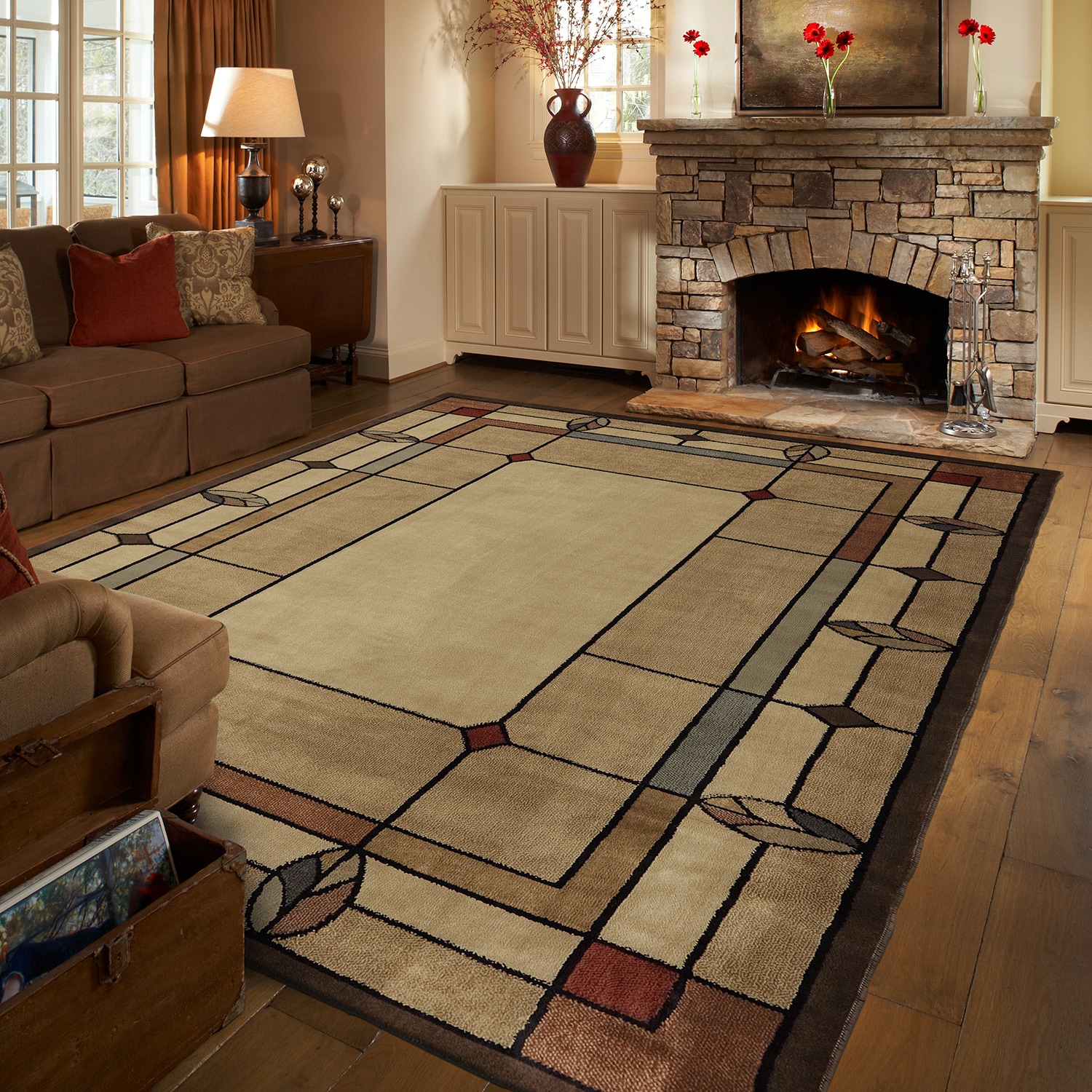 Mohawk Home Leaf Point 8 X 10 Brown Indoor Border Vintage Area Rug In The Rugs Department At Lowes Com