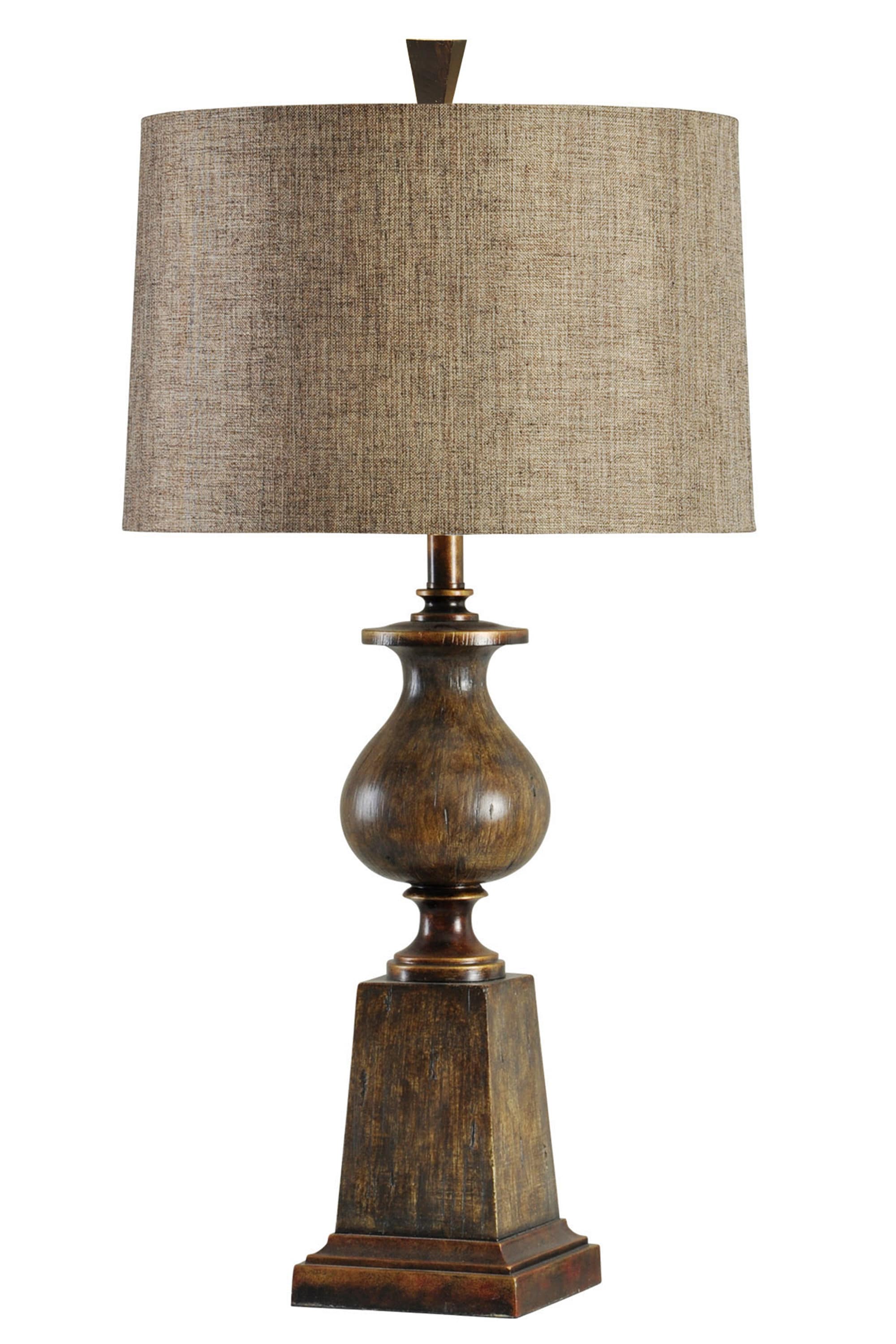 StyleCraft Home Collection L36647CNDS Declan 34-in Brown W, Gold Highlights 3-Way Table Lamp with Fabric Shade