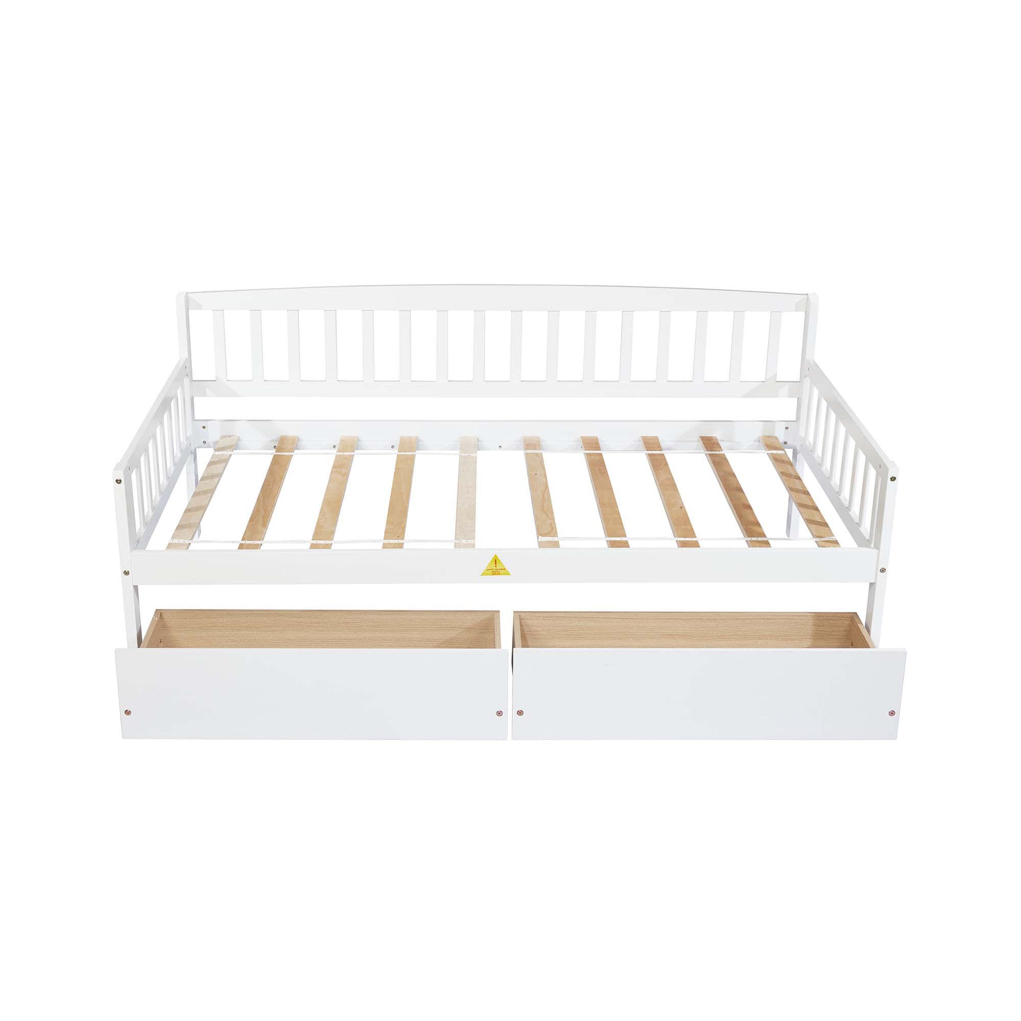 JJJ SLYEAGL0DA7 Twin White Wood Bed Frame Storage