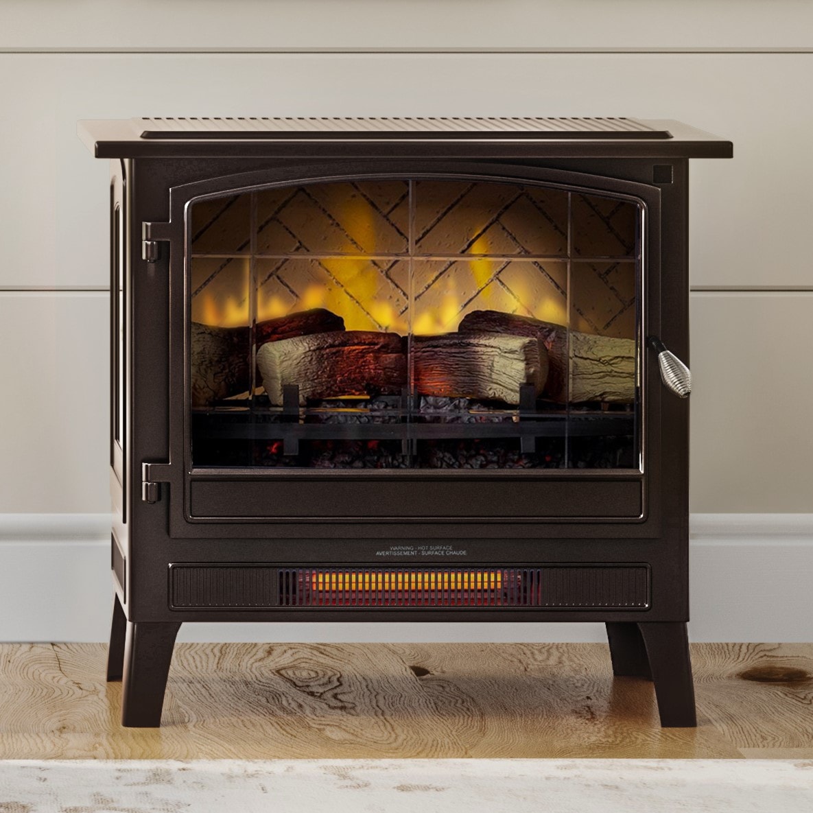 Country Living CL-FS-696-1A 24-Inches W WiFi Bronze Free standing Infrared quartz Flat wall Electric Fireplace with Remote Control Included