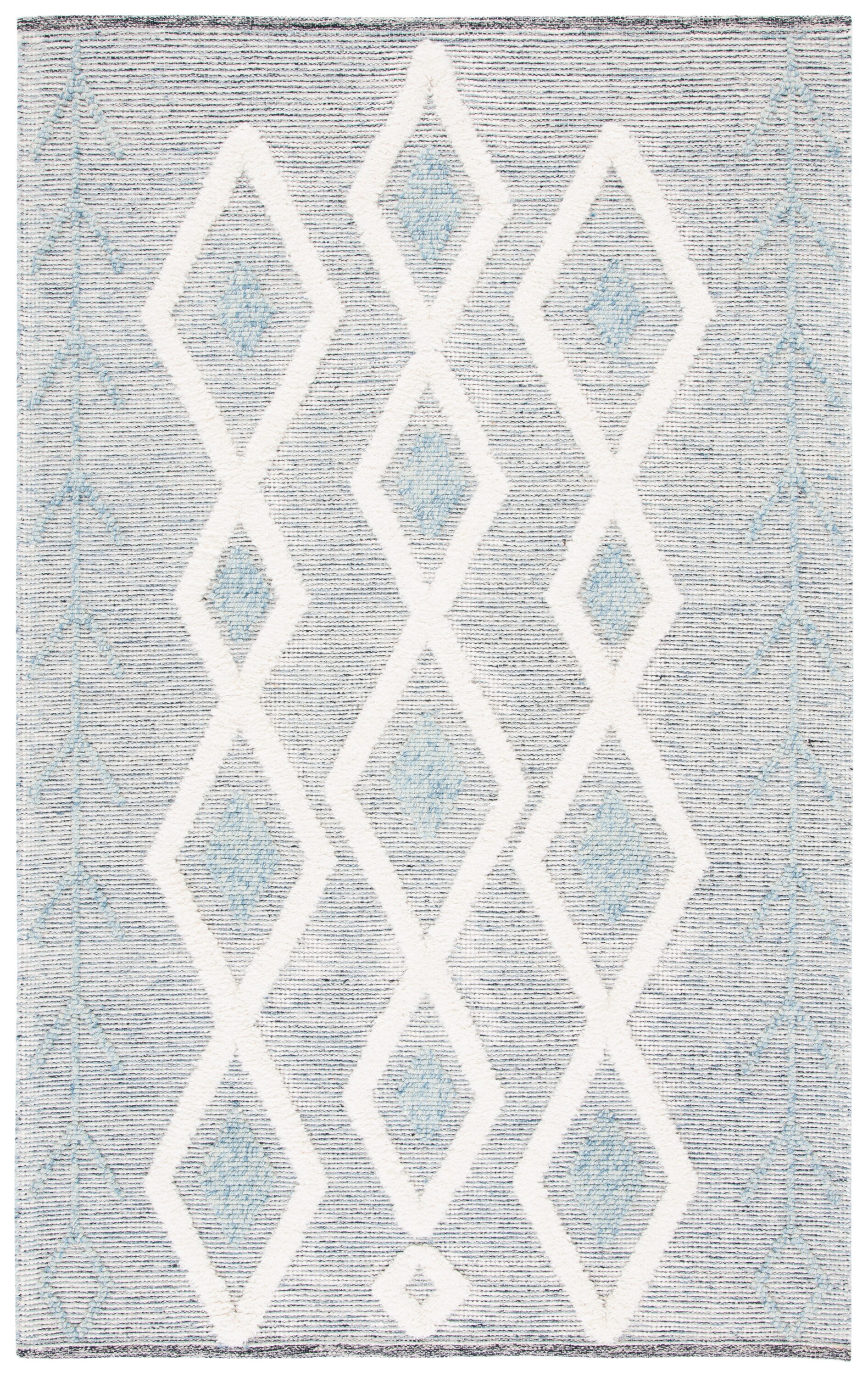 Safavieh VRM601M-5 Vermont Razieh 5 x 8 (ft) Loomed Wool Blue/Ivory Rectangular Indoor Abstract Bohemian/Eclectic Area rug