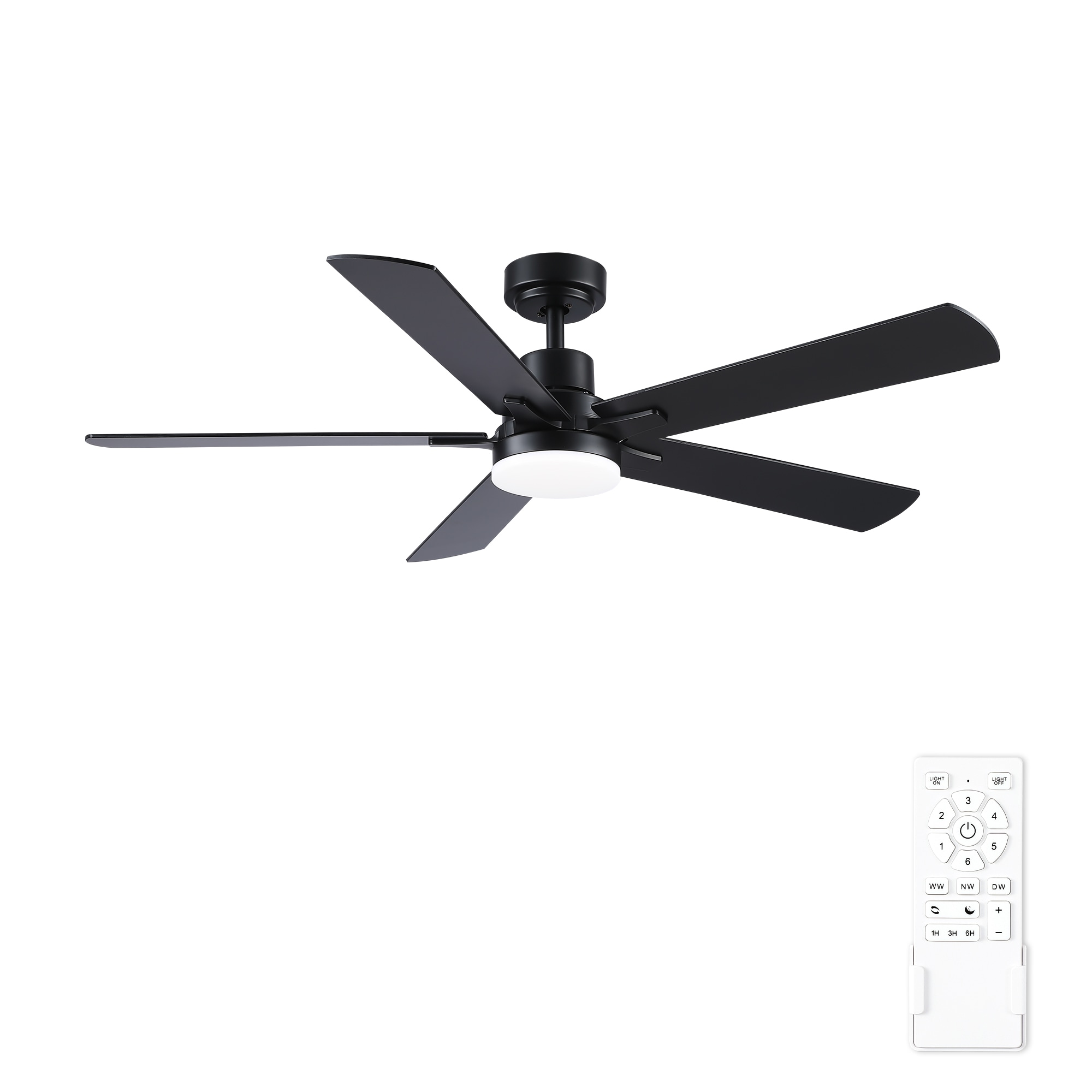 YUHAO LSDY1170ABK52 Dreams 52-in Color-Changing Integrated LED Black with Multiple finishes Blades Ceiling Fan With Light and Remote ( 5 -Blade )