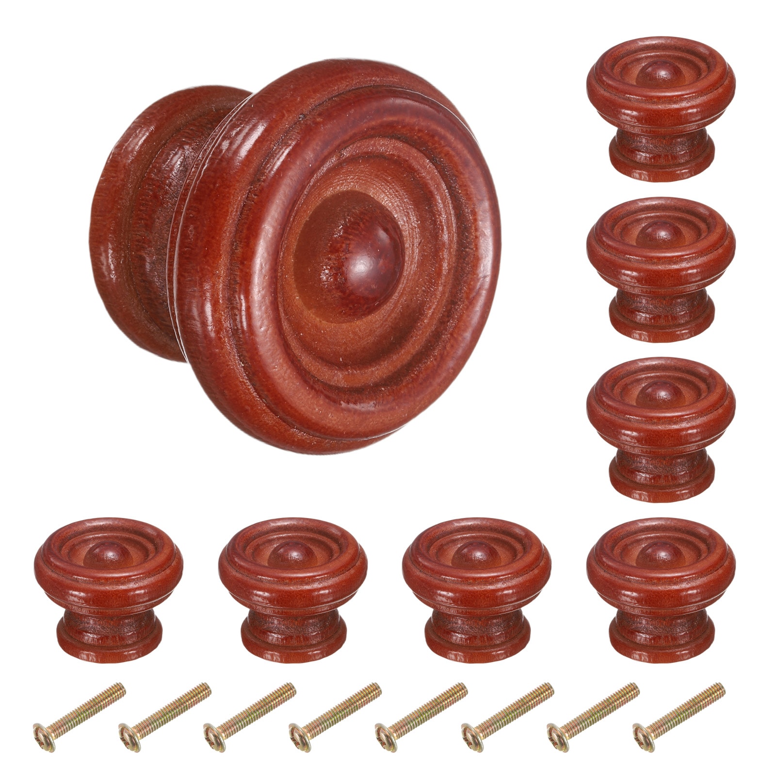 Unique Bargains 8pcs Round Wooden Knobs 37mm/1.5-Inch Mushroom Shape Kitchen Cabinet Knobs Single Hole Drawer Pull Hardware Handles Decorative Furniture for Drawer Dresser Wardrobe Khaki #S26030500UX6688