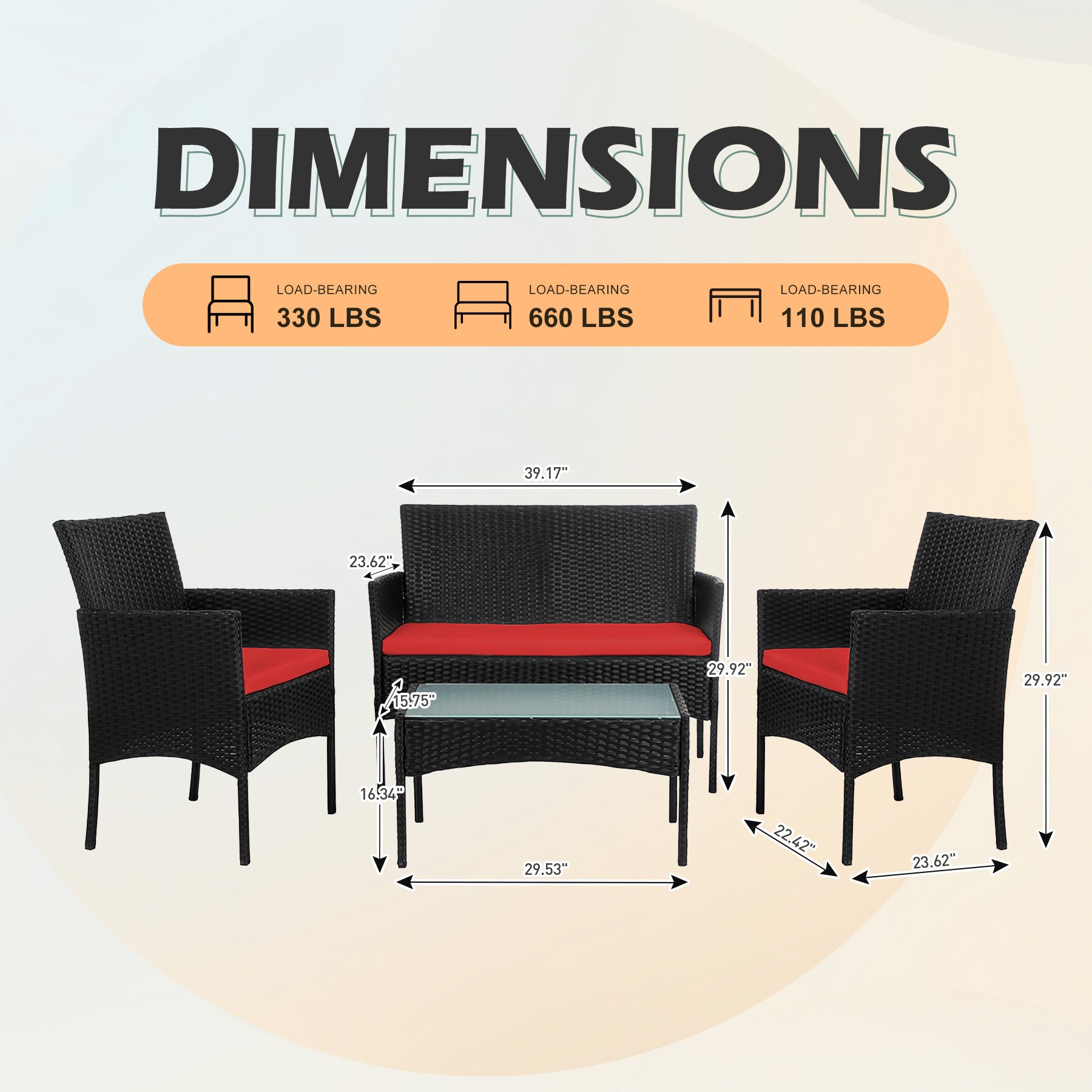 Grearden HZNF510-RD Patio-Conversation-Sets - View #8