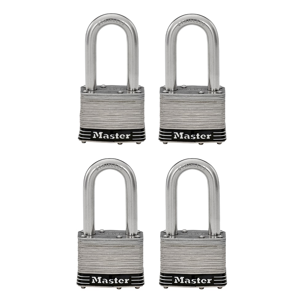 Master Lock 1SSQLF 1-3/4 in Laminated Stainless Steel Keyed Padlock 4-Pack 