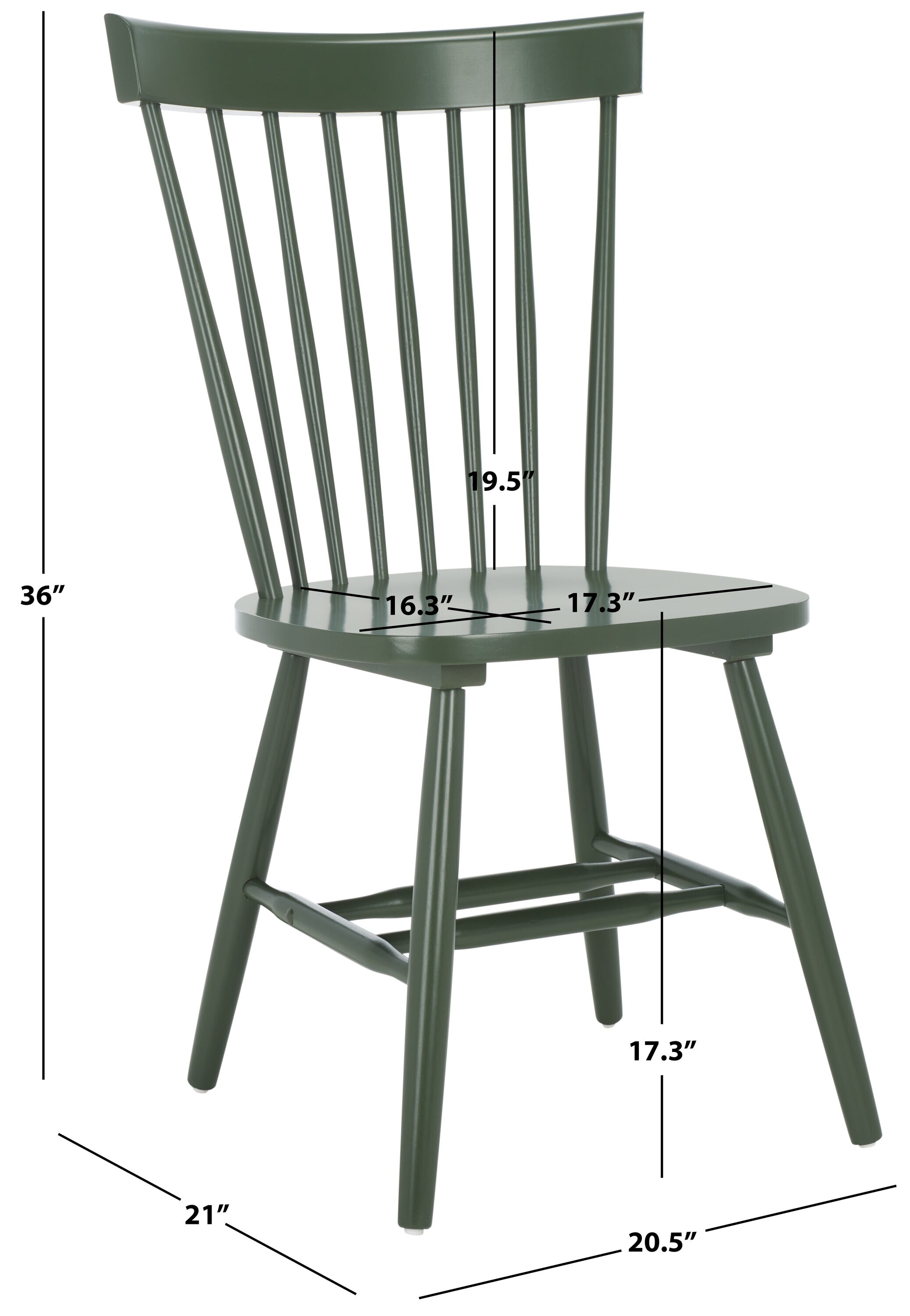 Dusty Green Solid Wood Windsor Side Chair Set of 2